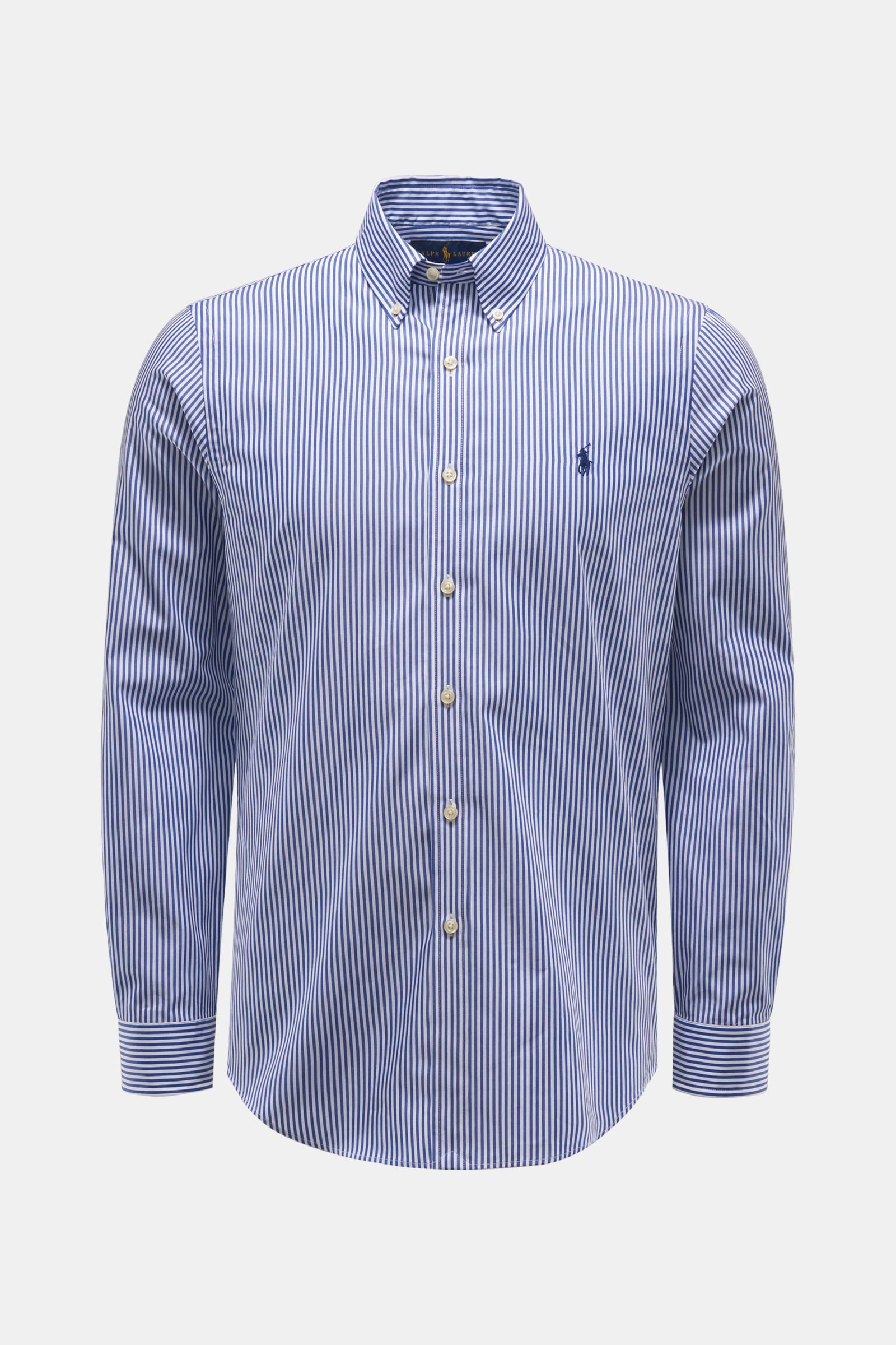 Casual shirt button-down collar navy/white striped