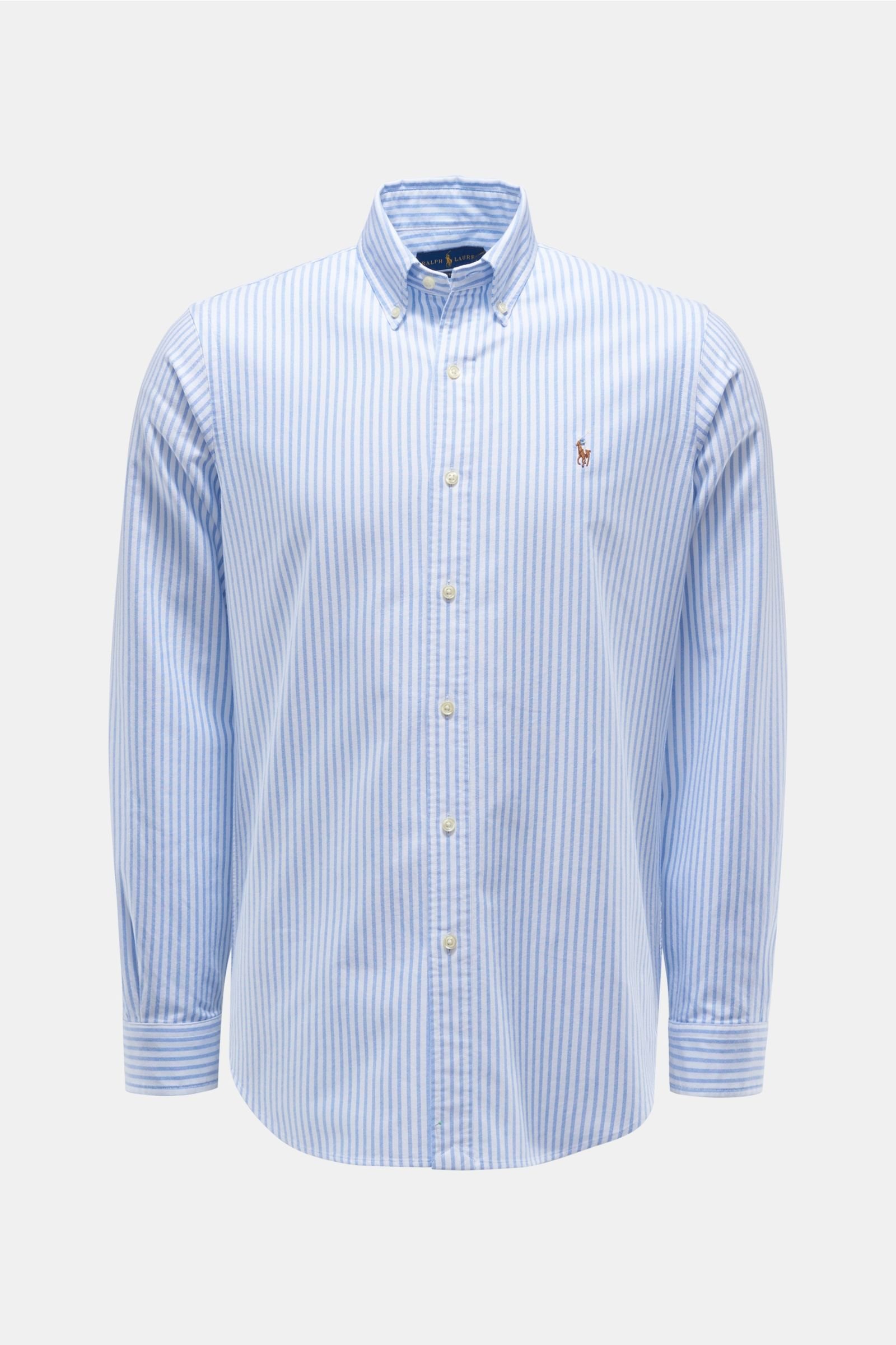Oxfordhemd Button-Down-Kragen rauchblau/weiß gestreift