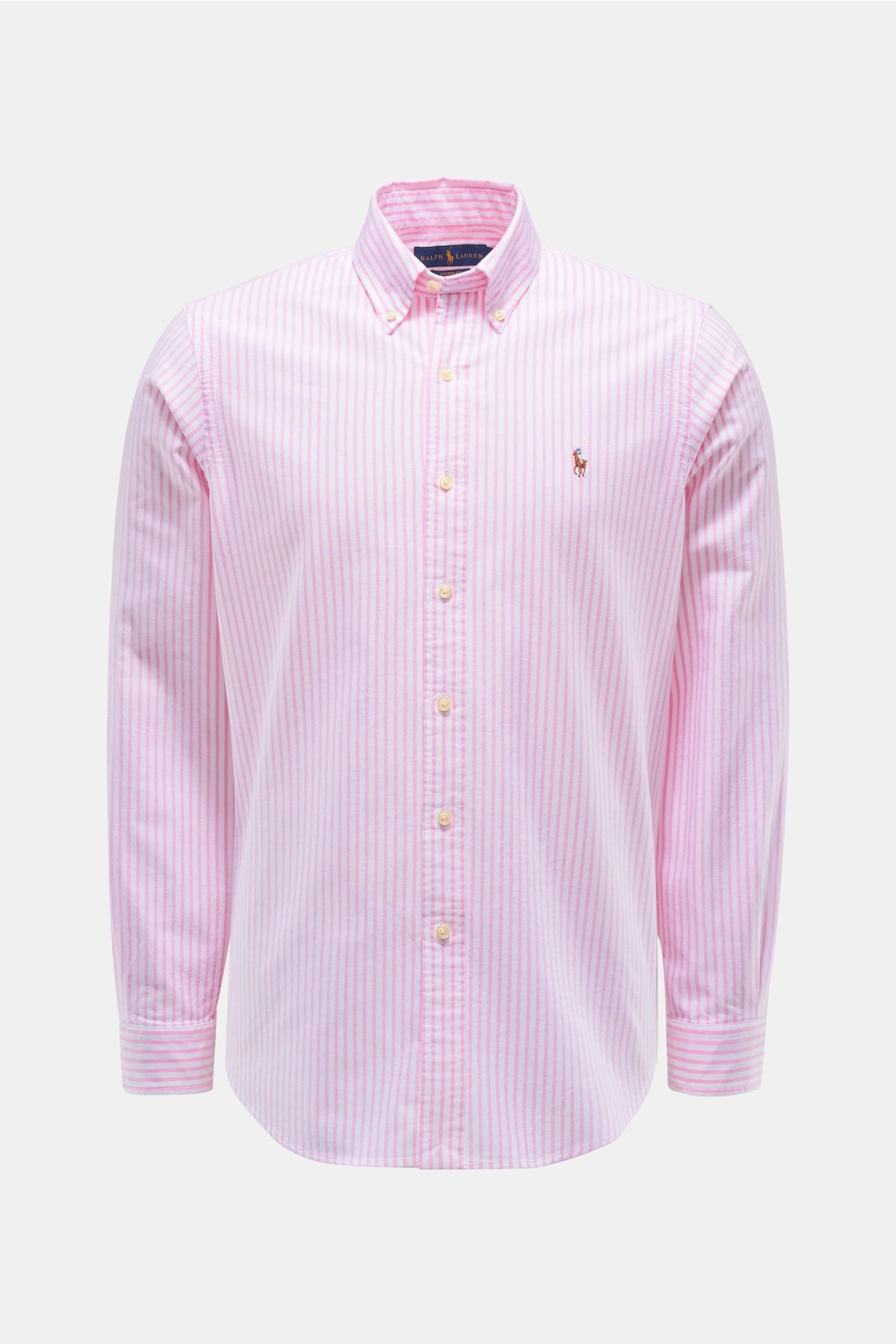 Oxfordhemd Button-Down-Kragen rosé/weiß gestreift