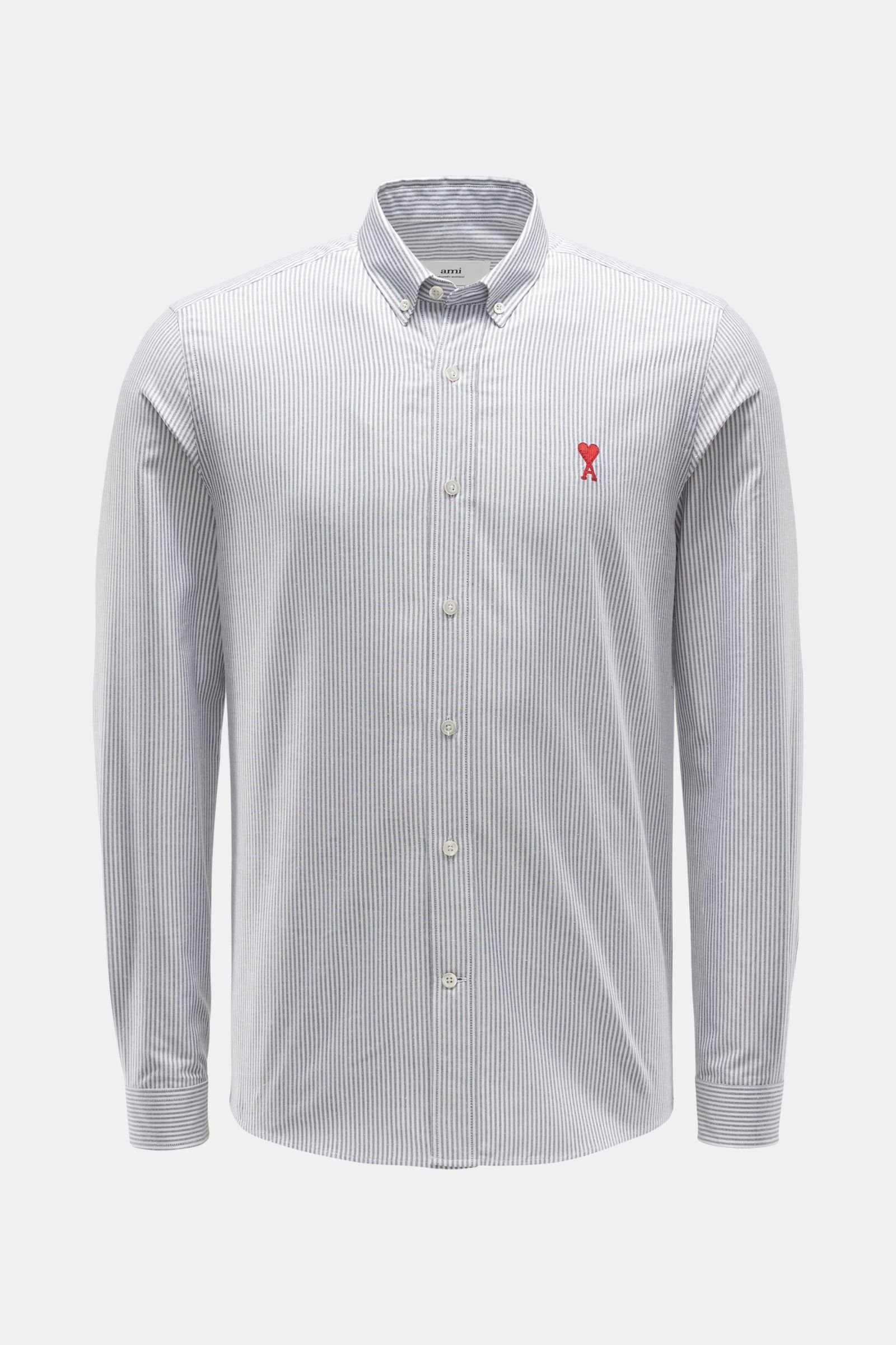 Oxford shirt button-down collar black/white striped