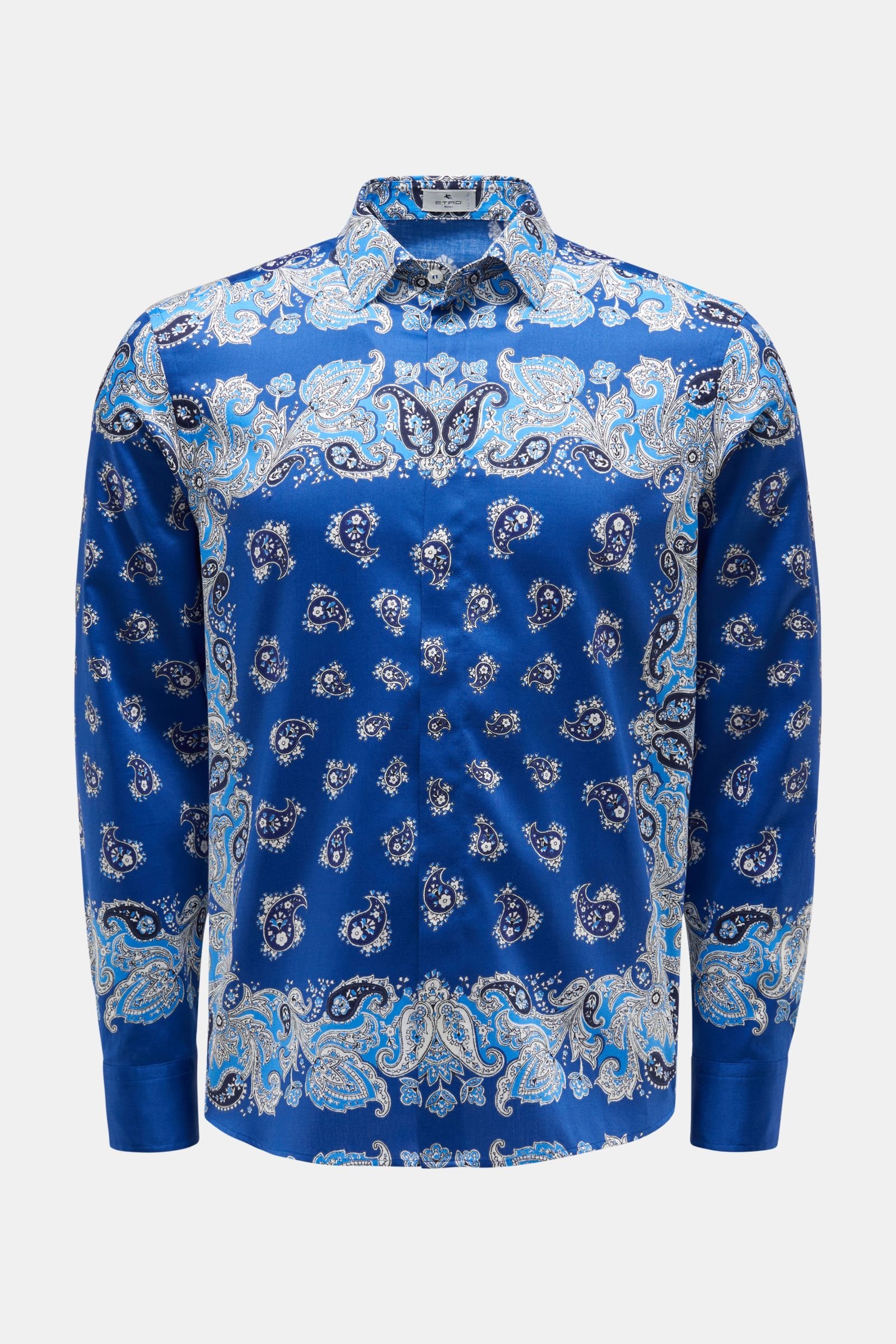 Casual shirt slim collar blue patterned