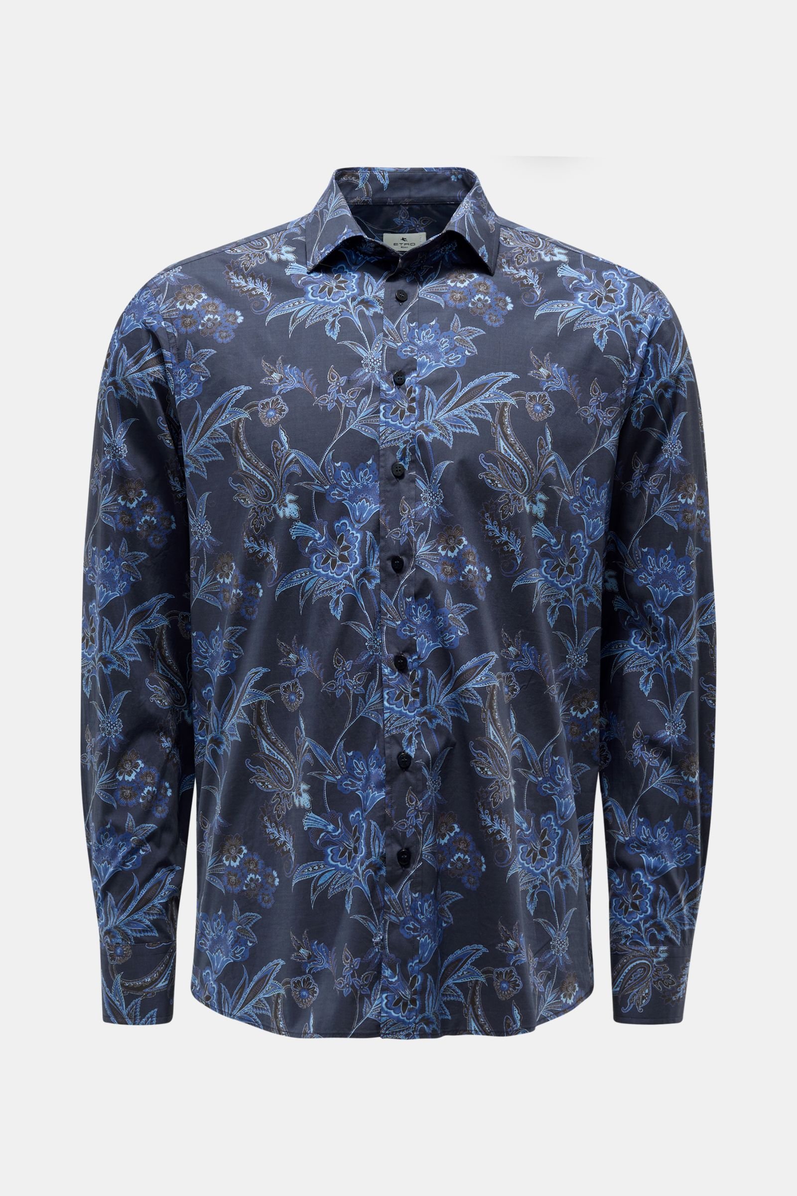 Casual shirt Kent collar navy patterned