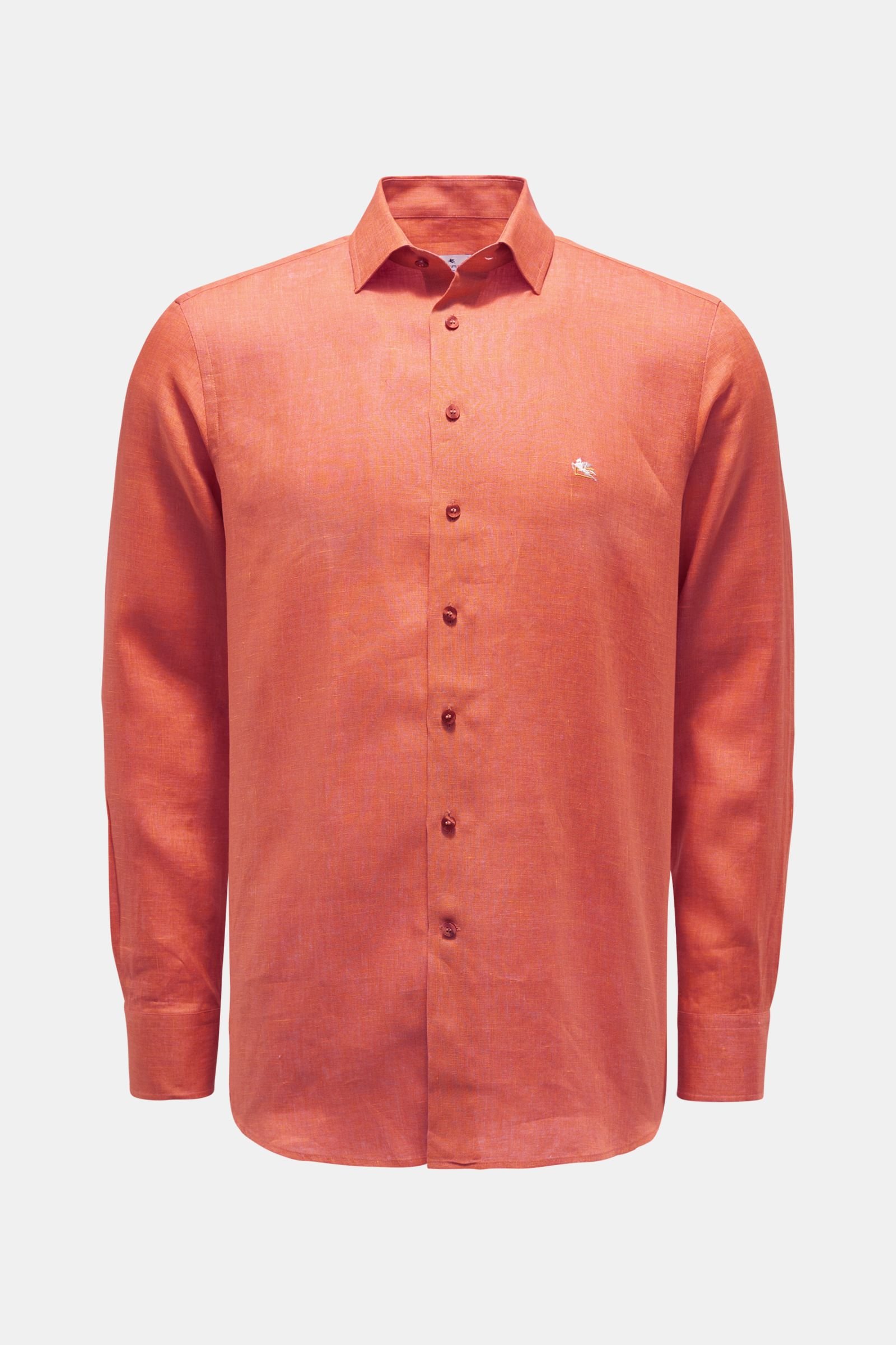 Linen shirt Kent collar orange