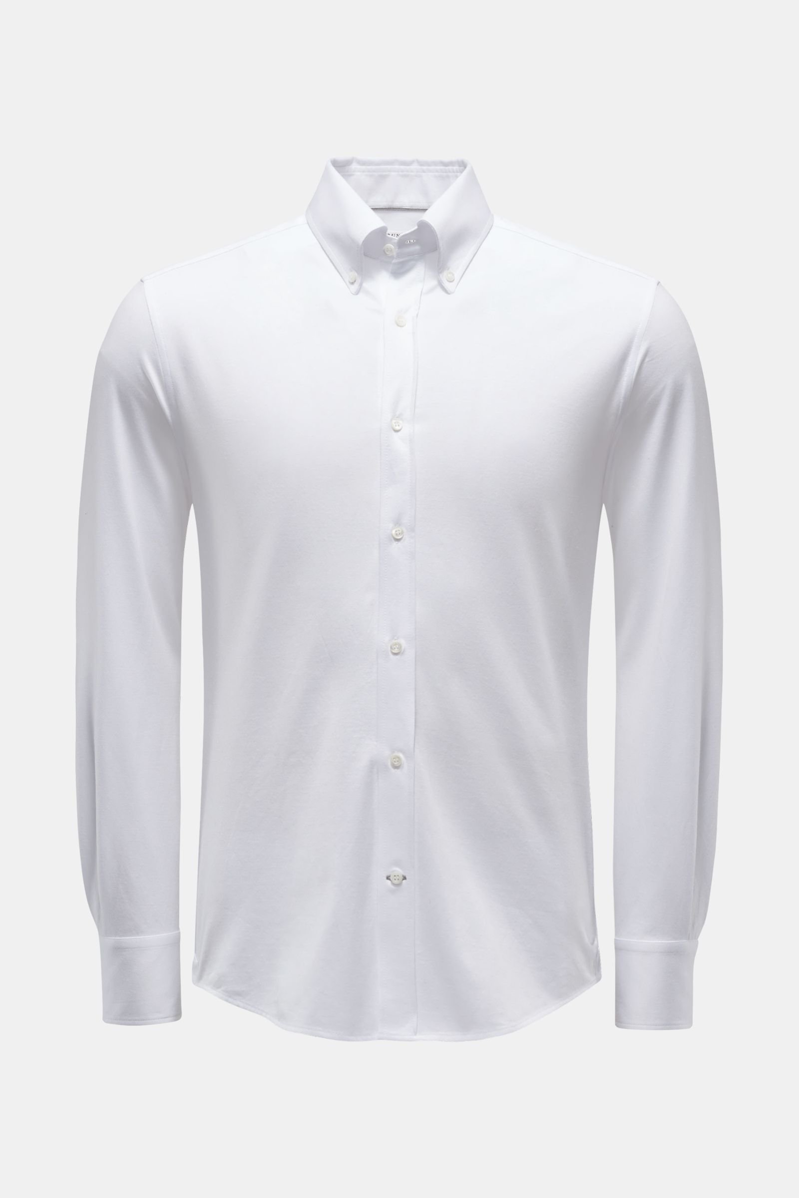Jersey-Hemd Button-Down-Kragen weiß