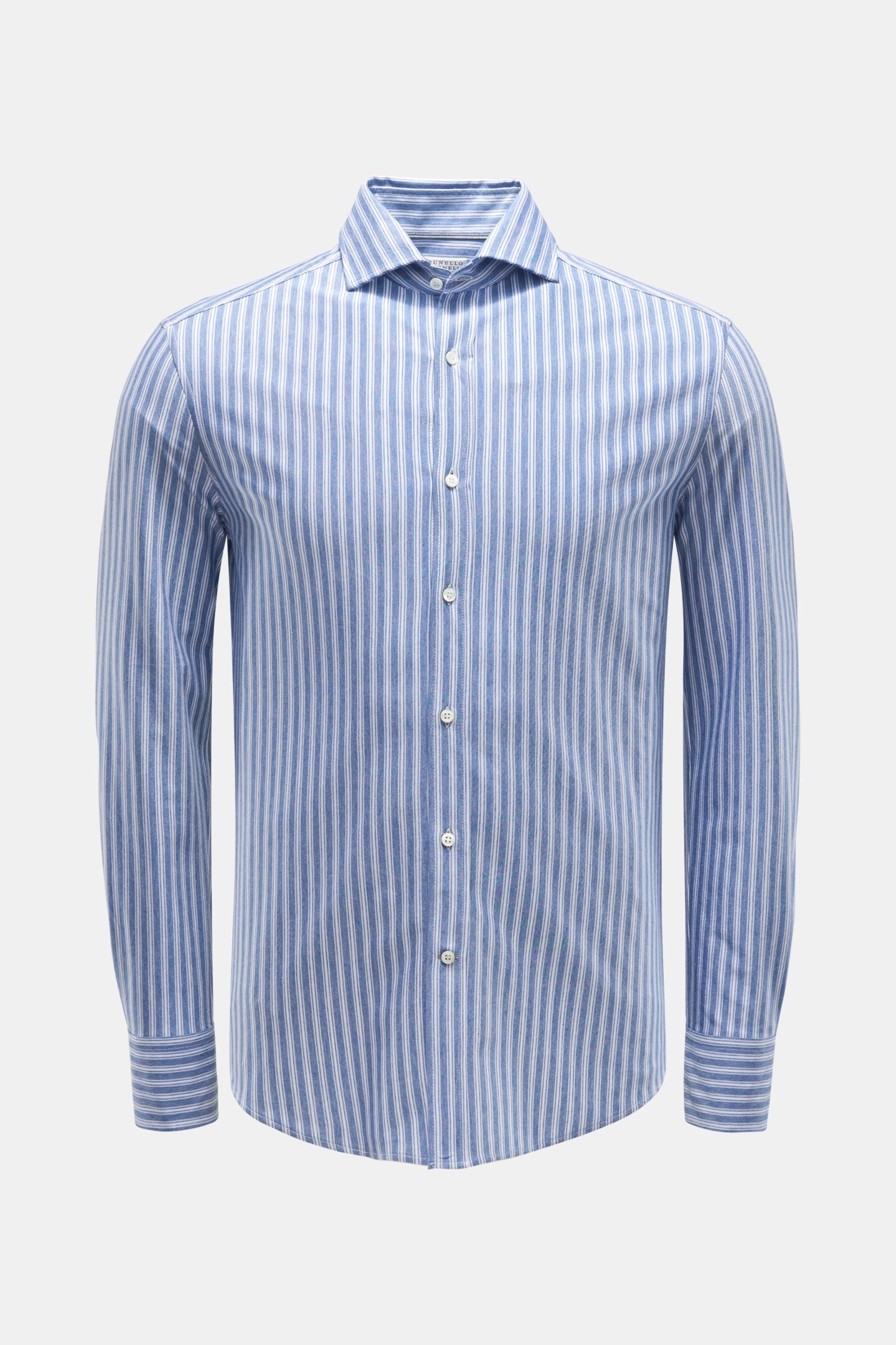 Jersey shirt shark collar grey-blue/white striped