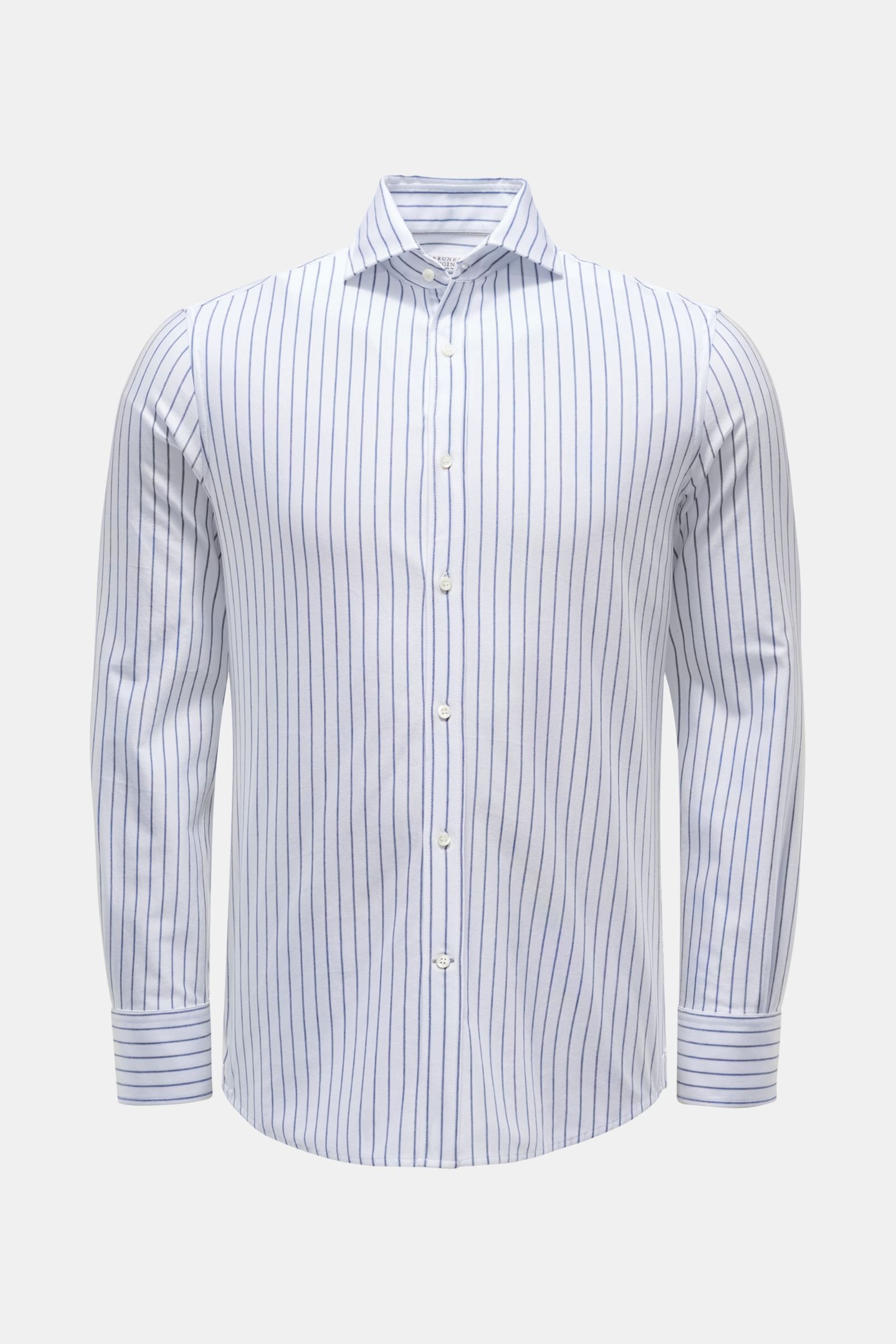 Jersey shirt shark collar white/navy striped