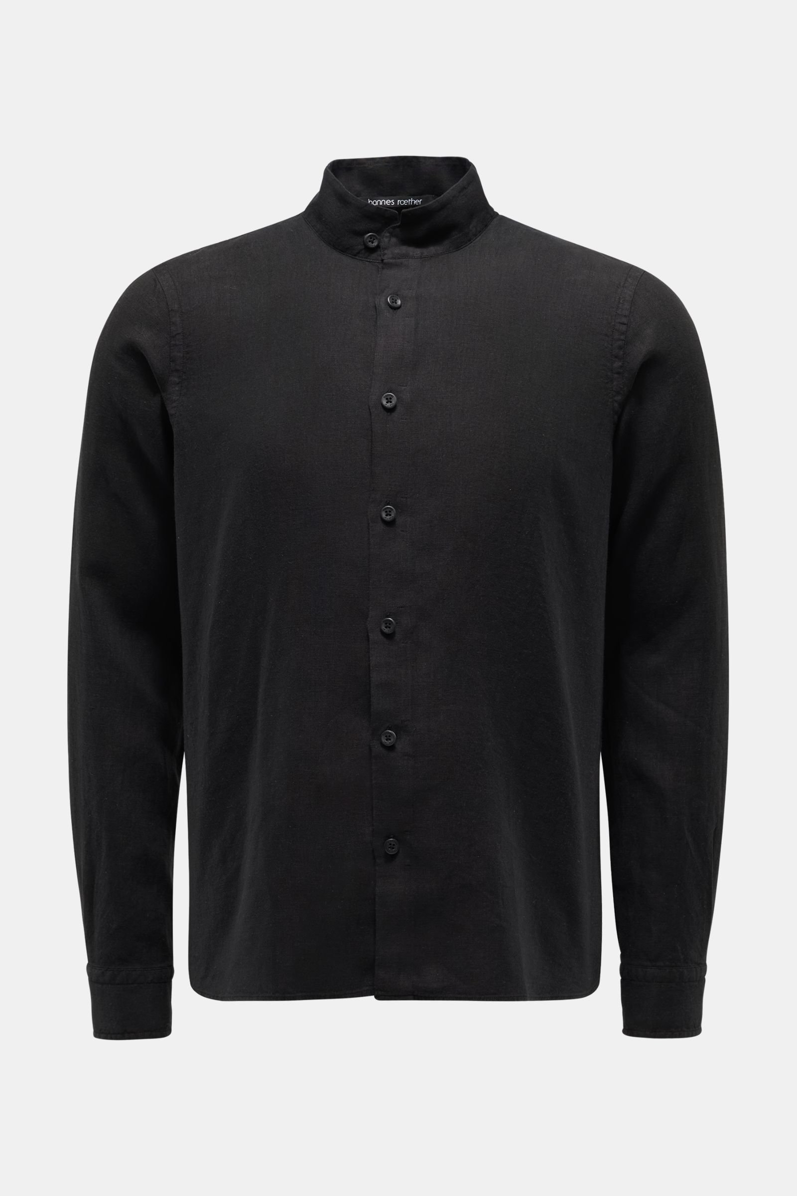 Linen shirt 'mil29ske.608' grandad collar black