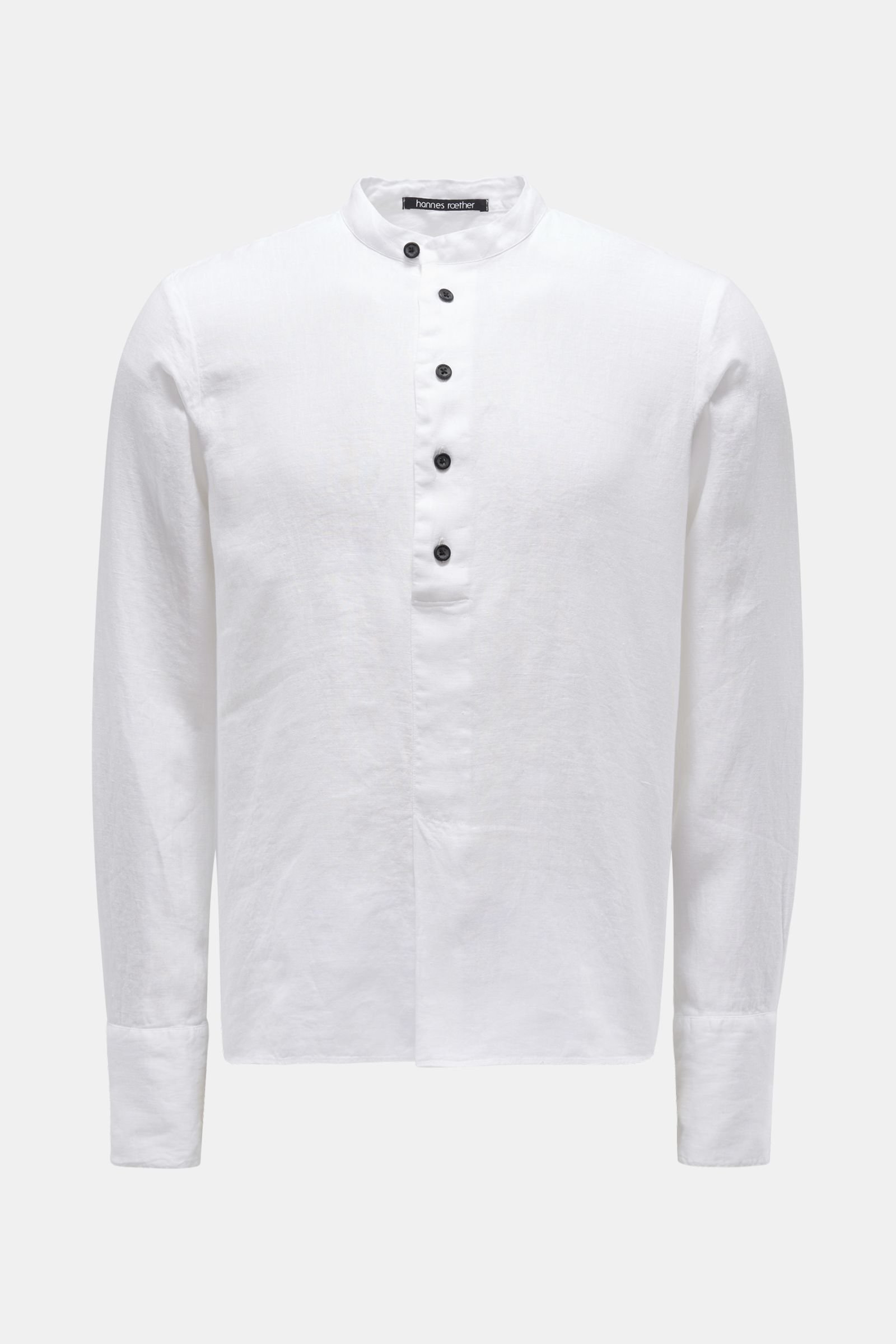Linen popover shirt 'to29rne.608' grandad collar white