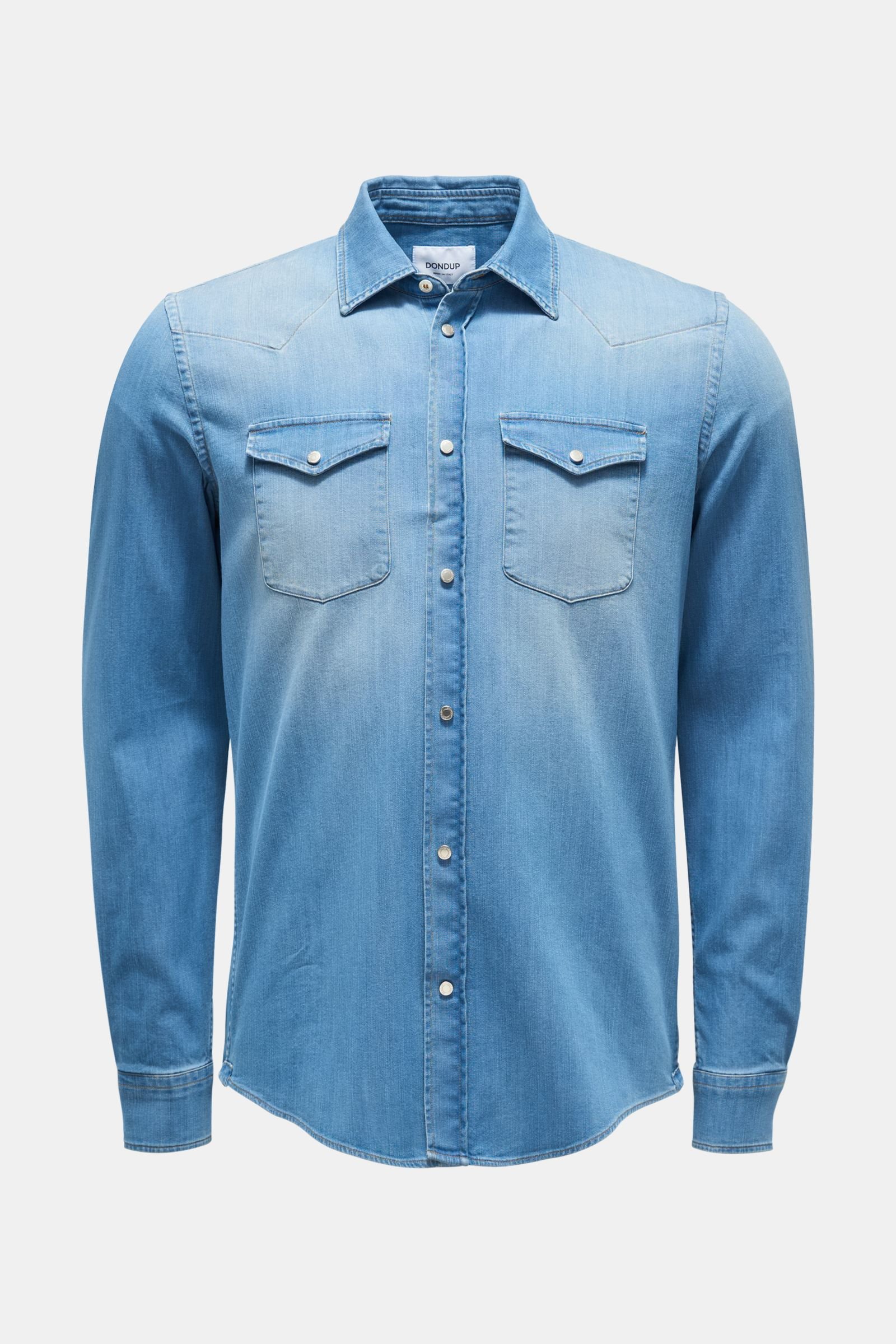 Denim shirt Kent collar smoky blue