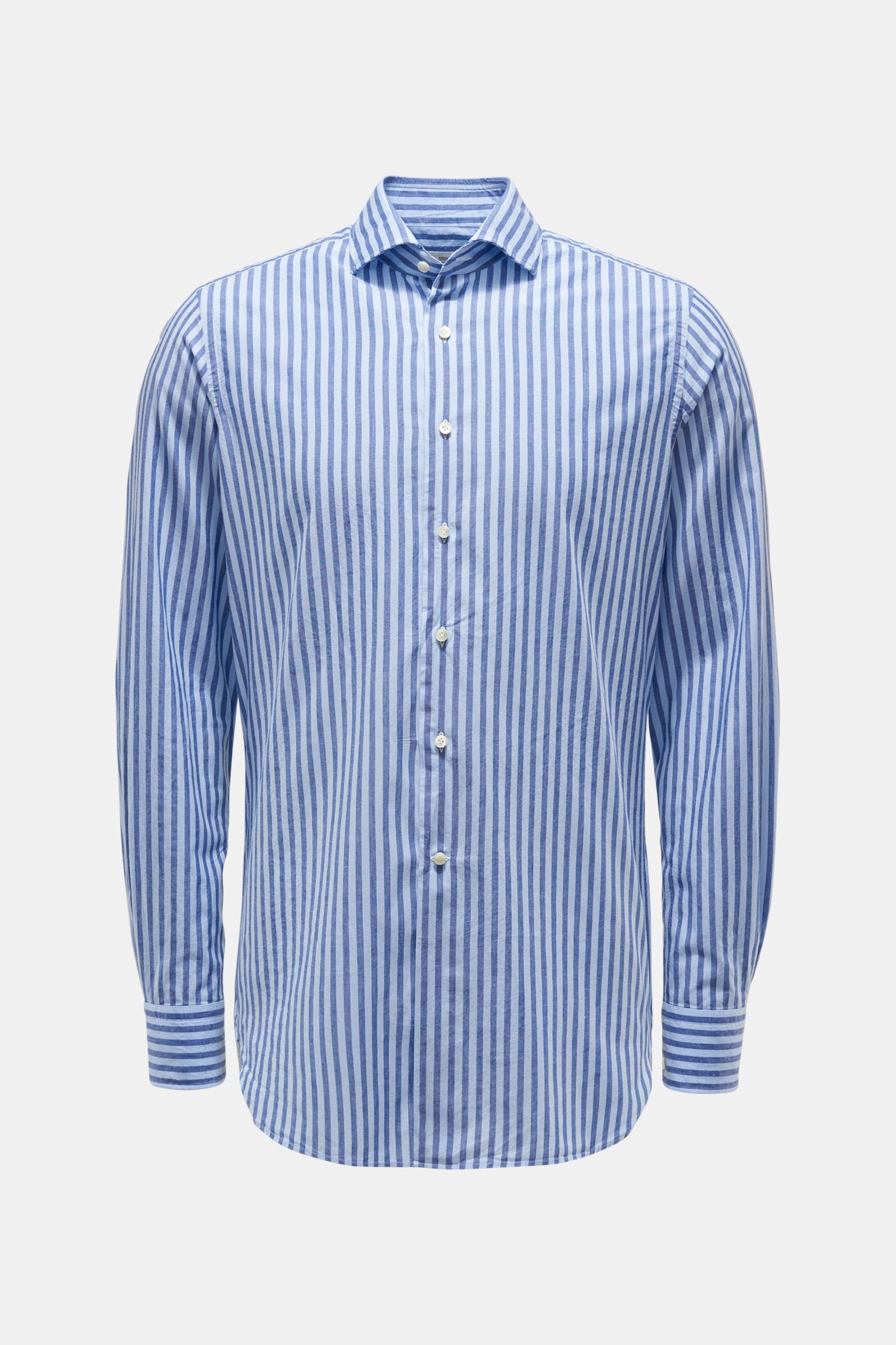 Casual shirt shark collar smoky blue/navy striped