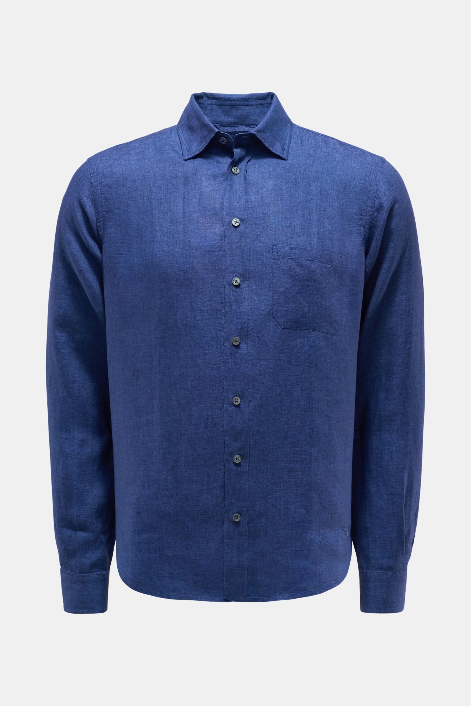 Linen shirt Kent collar dark blue