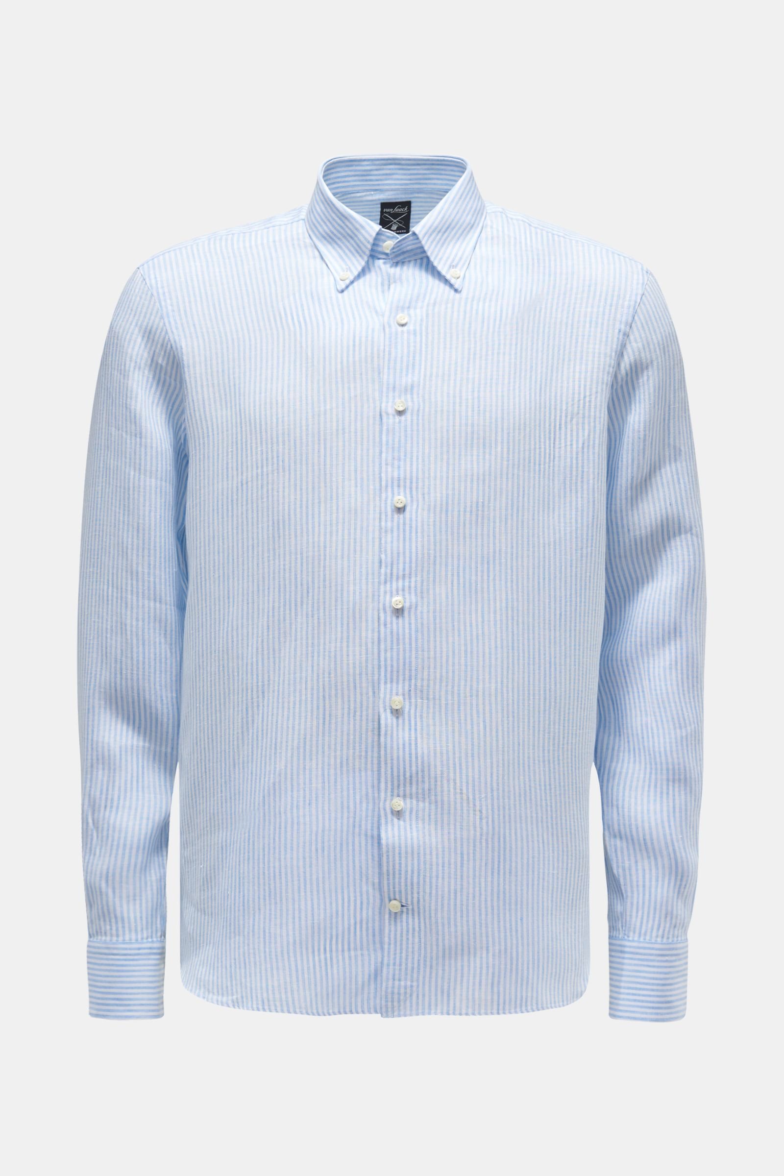 Linen shirt 'Malon-LTFW' button-down collar light blue/white striped