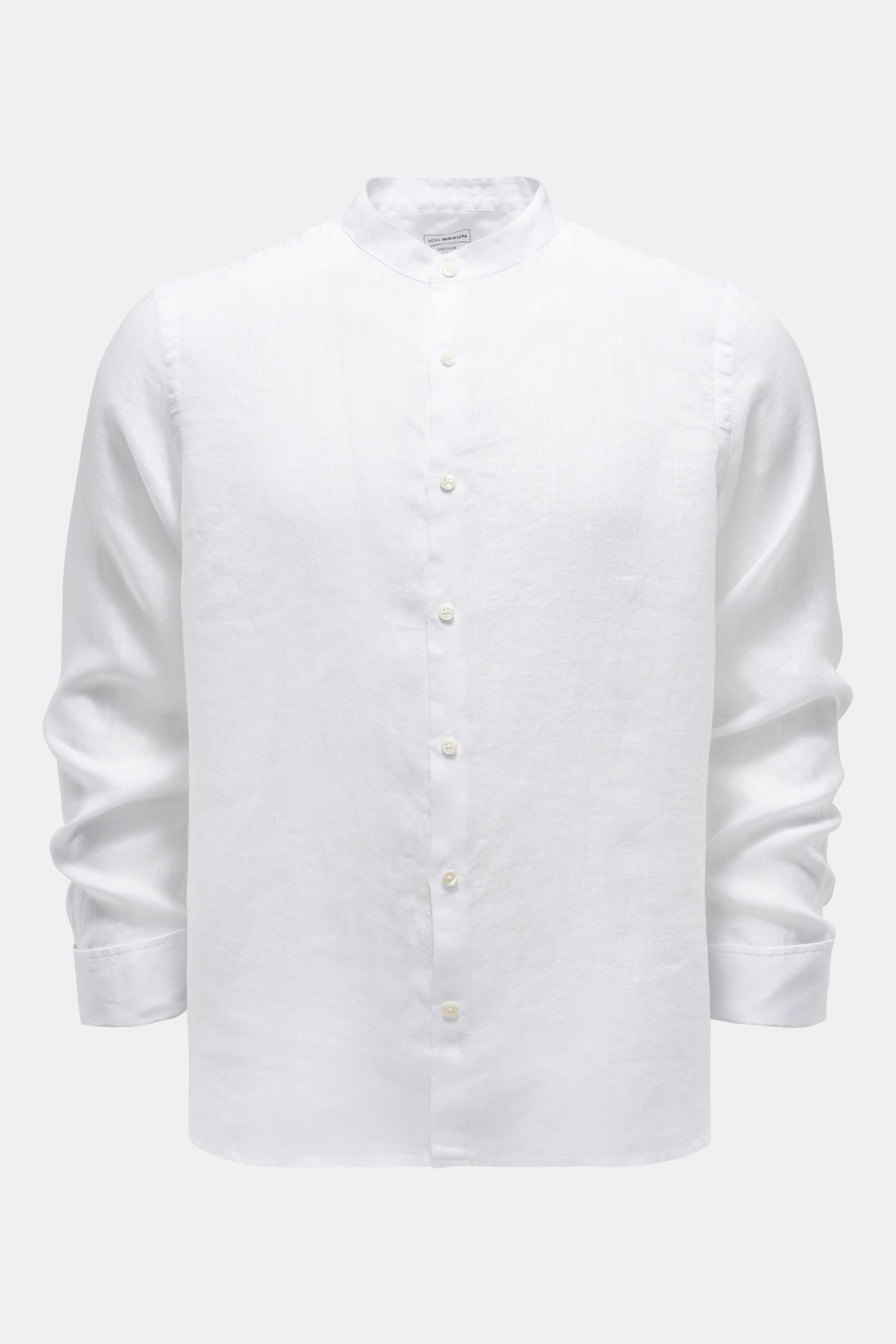 Linen shirt grandad collar white 