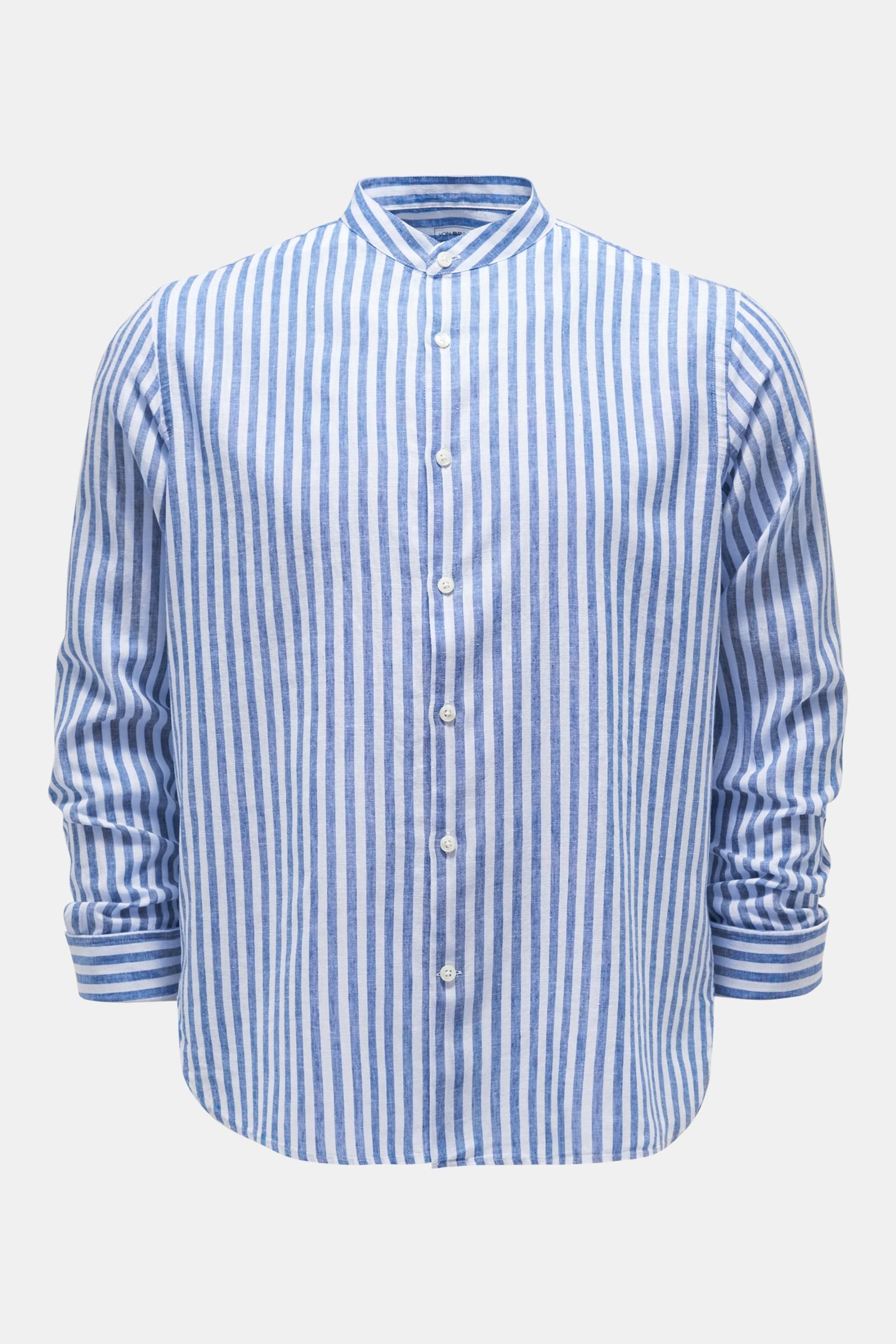 Casual shirt grandad collar dark blue/white striped