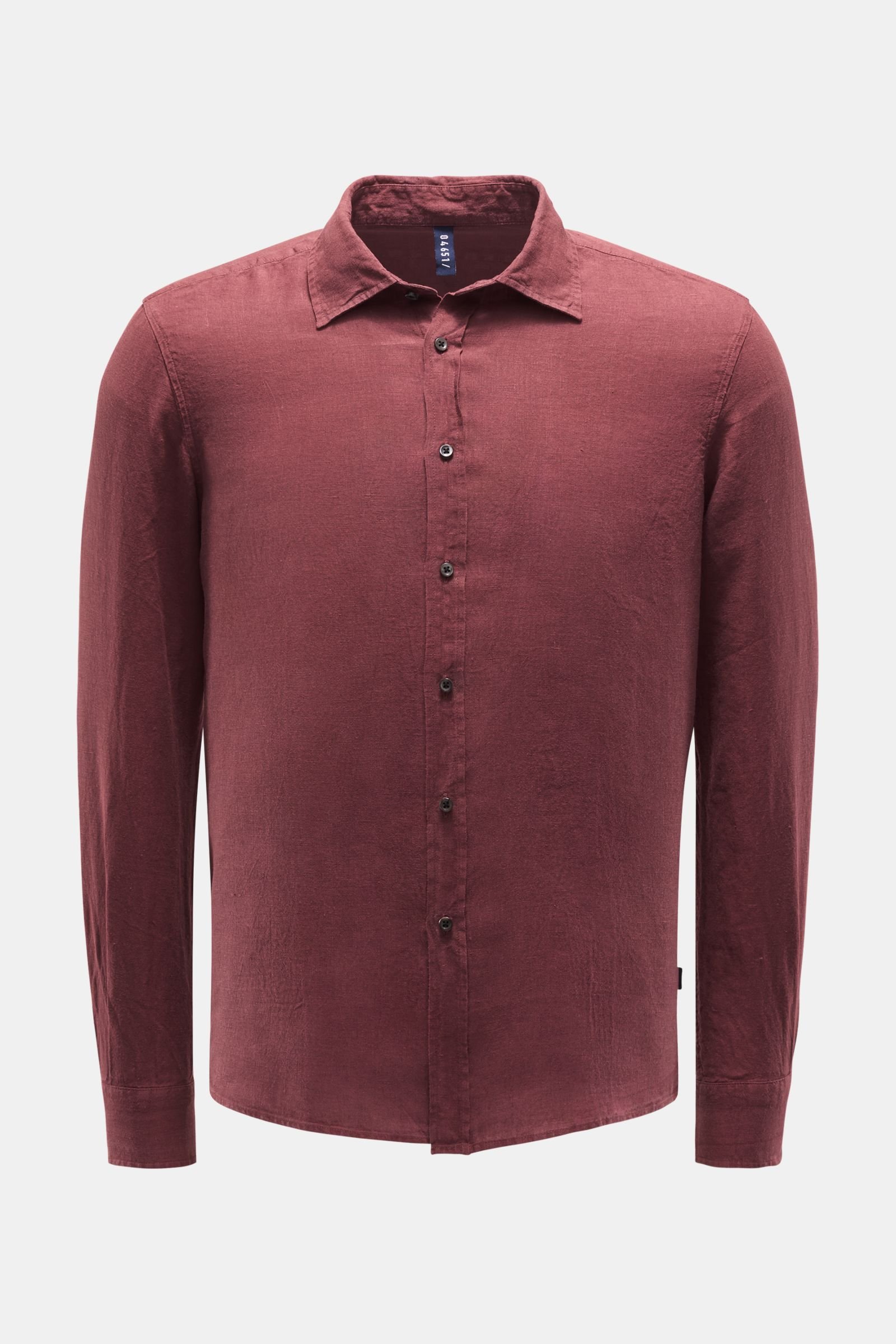 Linen shirt Kent collar burgundy
