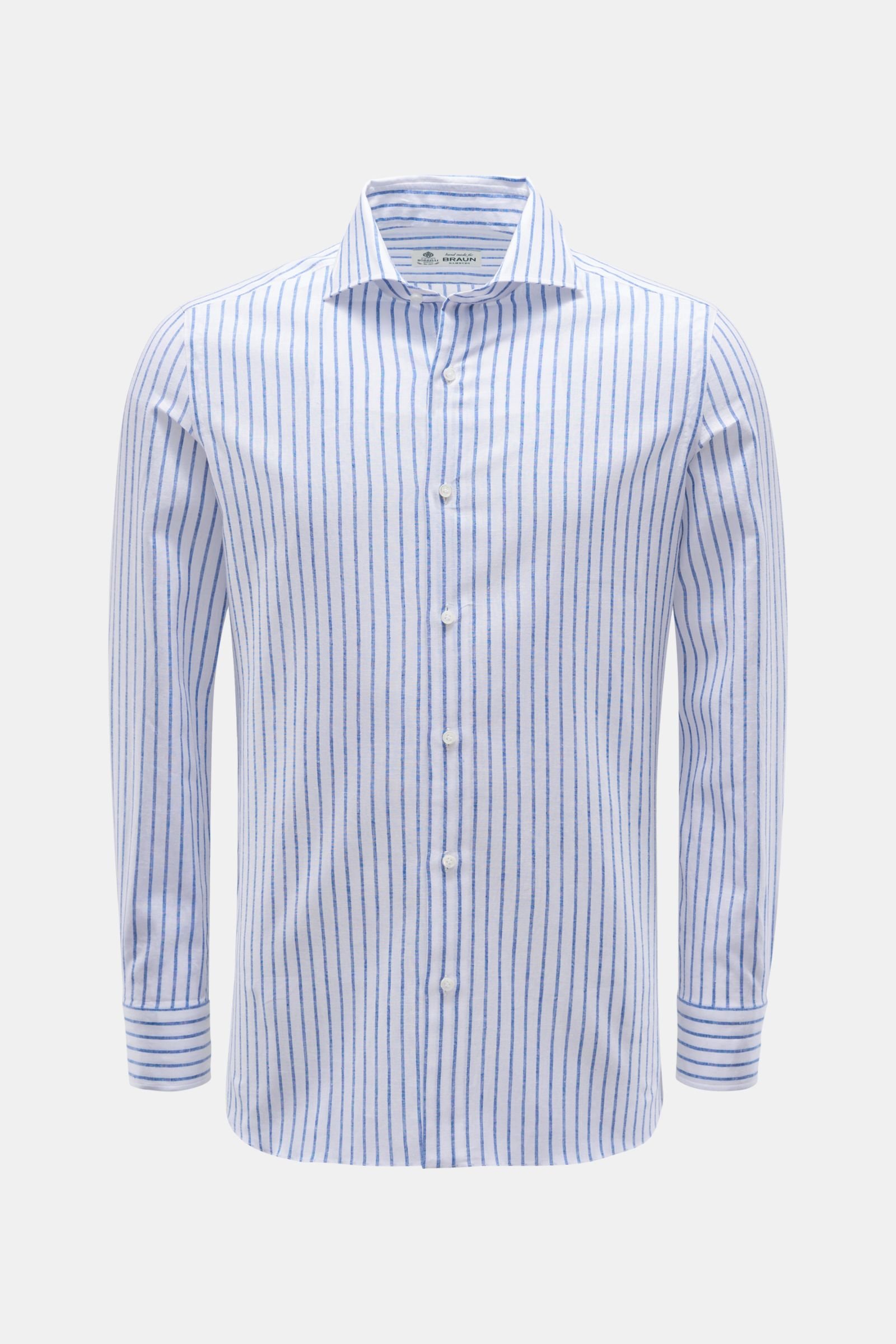 Casual shirt shark collar 'Nando' grey-blue/white striped