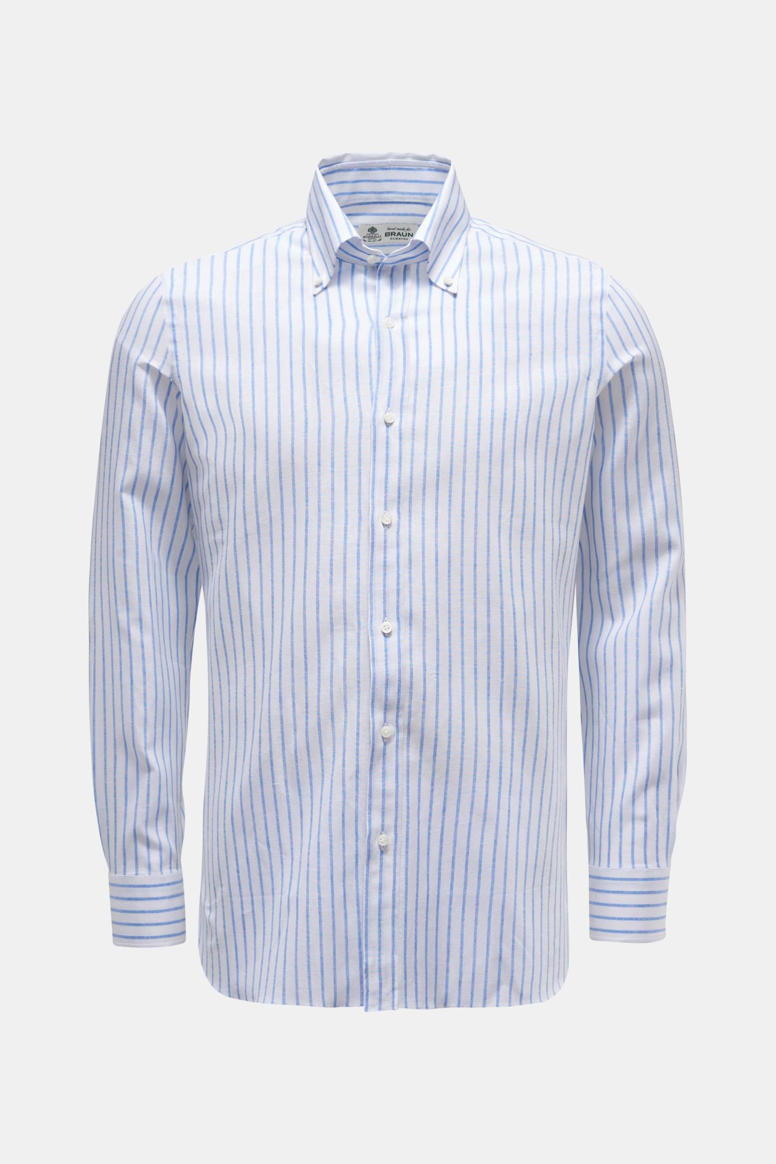 Casual shirt 'Gable' button-down collar white/light blue striped