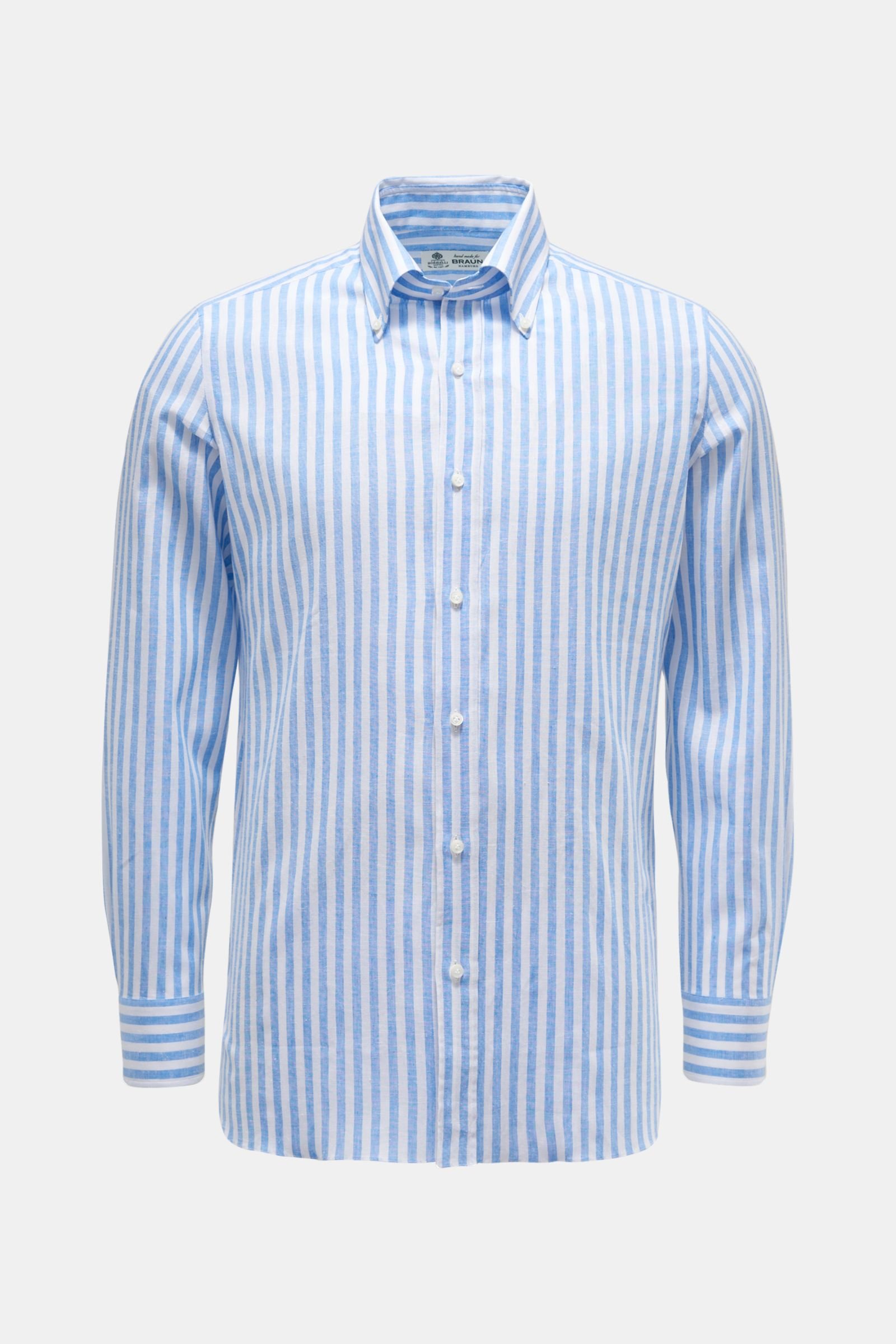 Casual shirt 'Gable' button-down collar light blue/white striped
