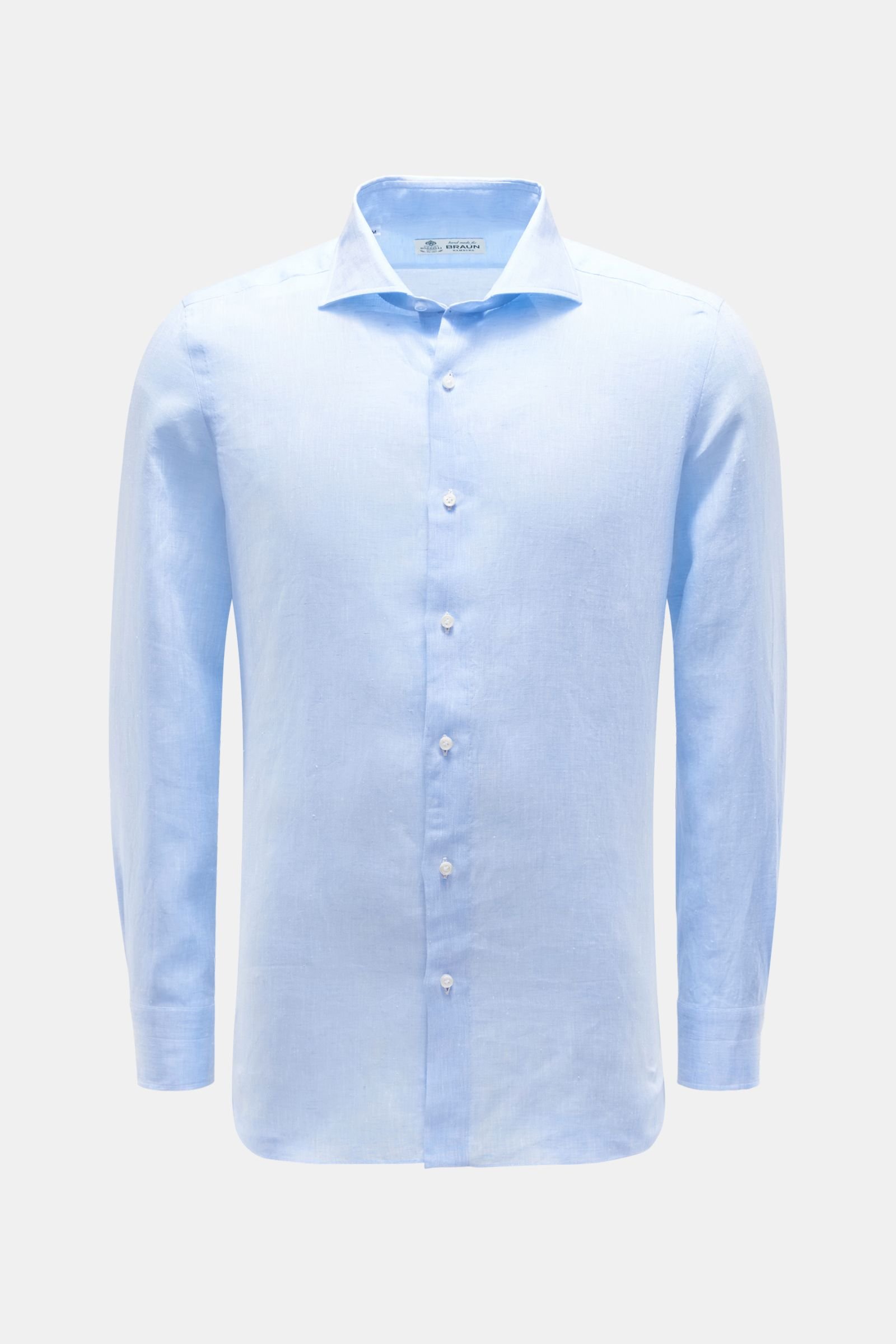 Linen shirt shark collar 'Nando' light blue