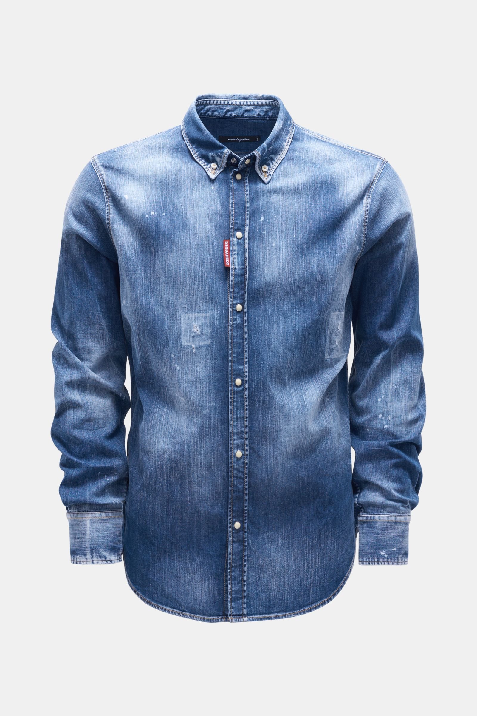 Denim shirt 'Dean B.D.' Button-down collar smoky blue