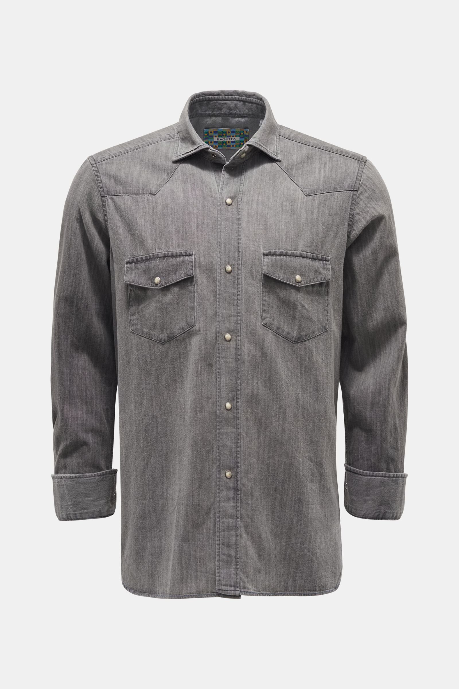Denim shirt 'Detroit' slim collar grey
