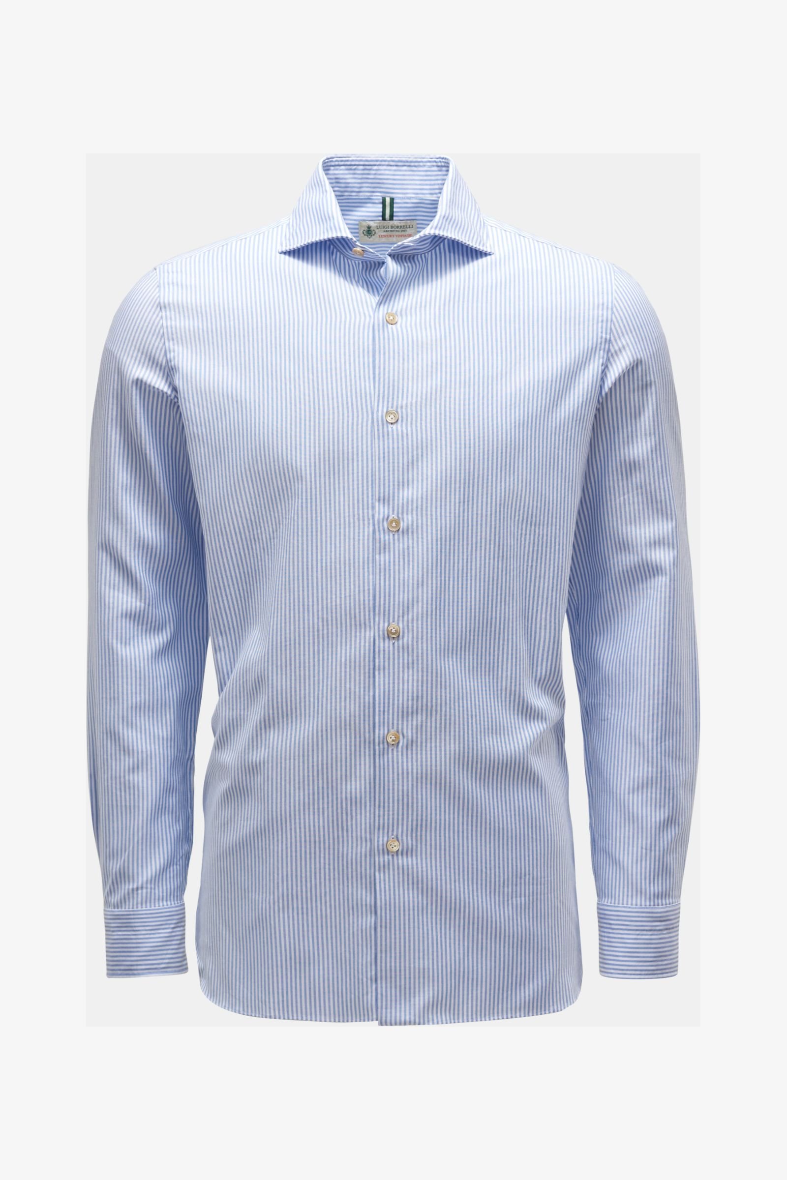Oxford shirt 'Nando' shark collar smoky blue/white striped