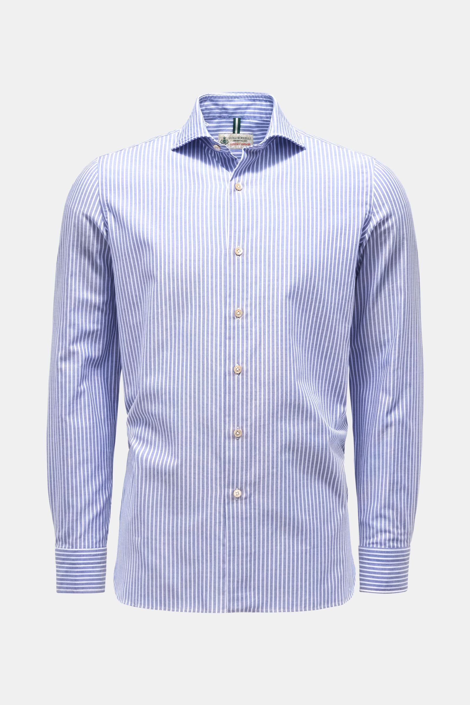 Oxford shirt 'Nando' shark collar grey-blue/white striped