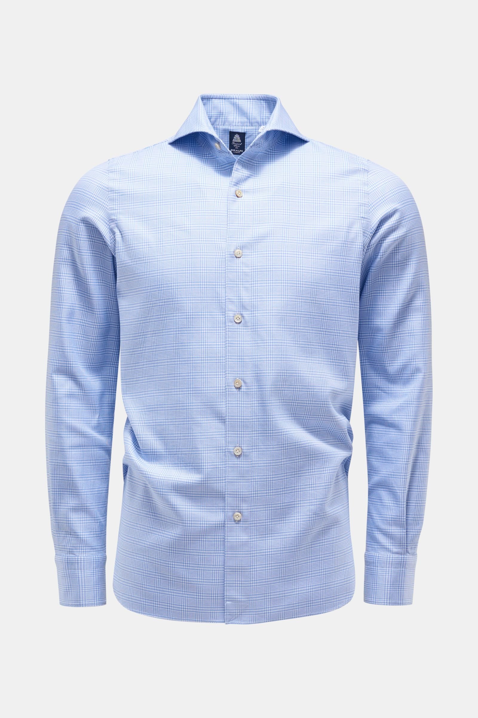 Casual shirt 'Sergio Gaeta' shark collar light blue/white checked