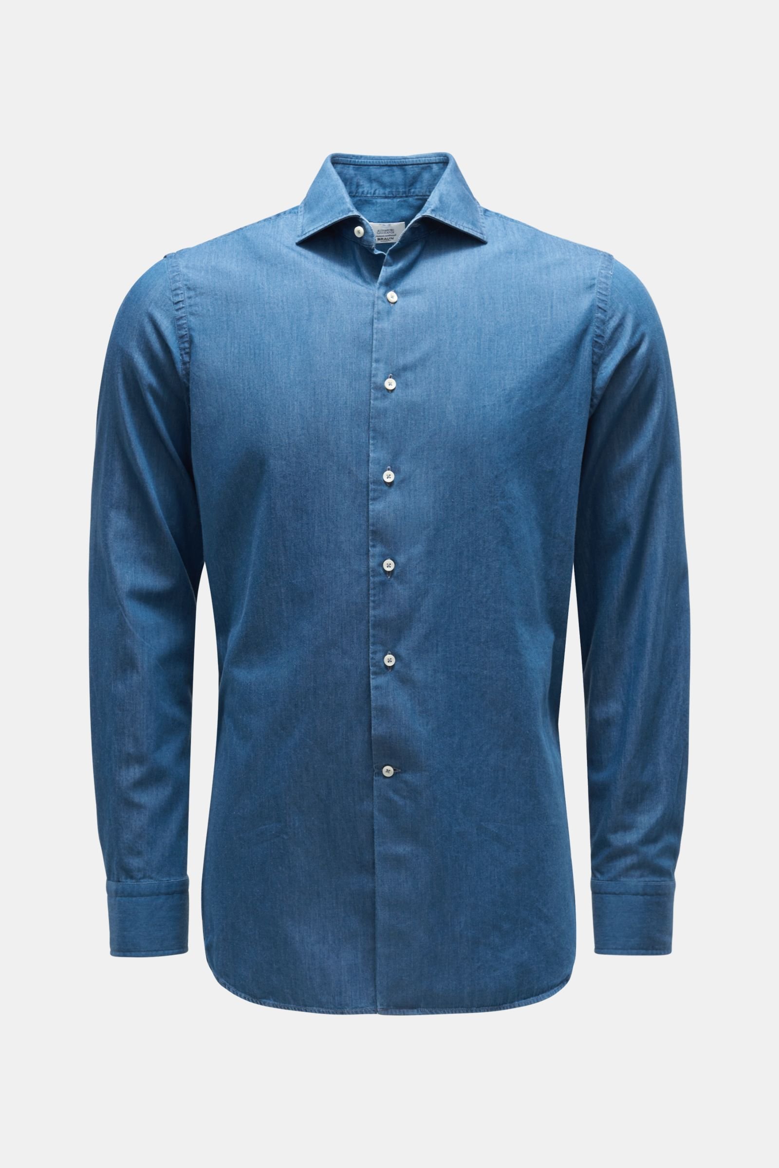 Denim shirt shark collar smoky blue