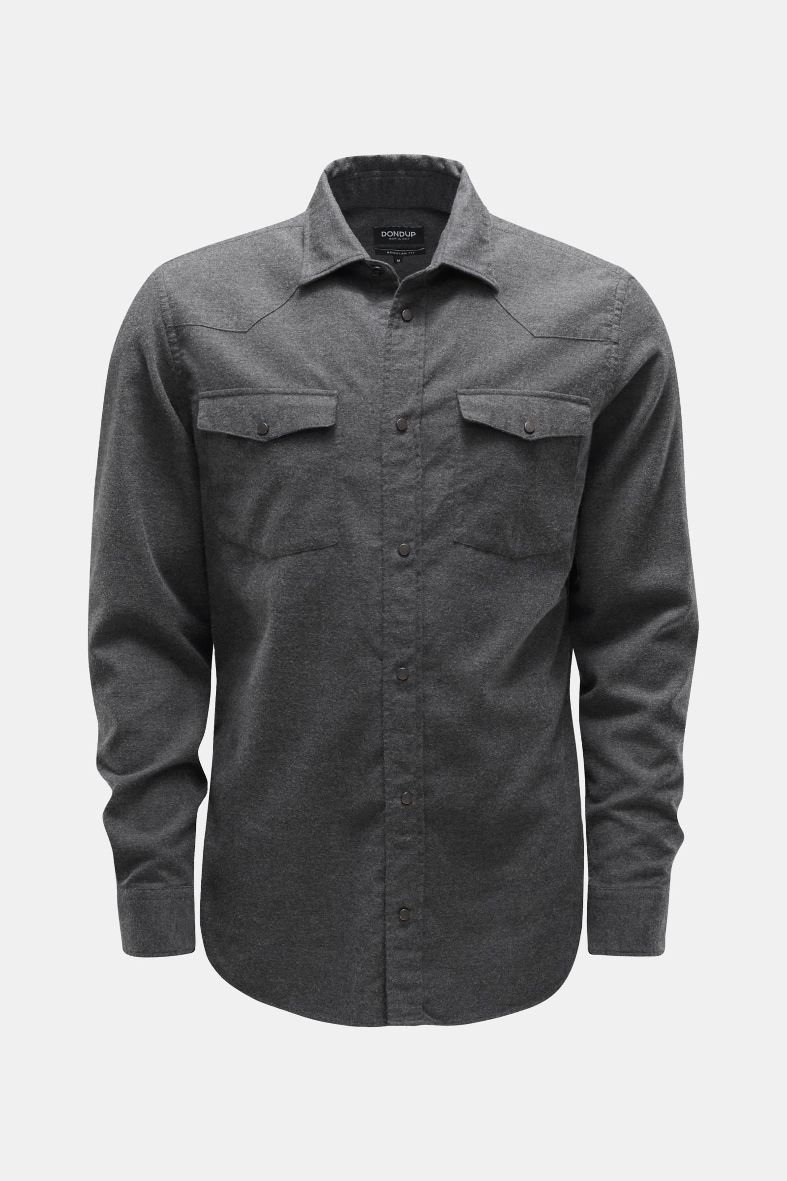 Flannel shirt slim collar dark grey