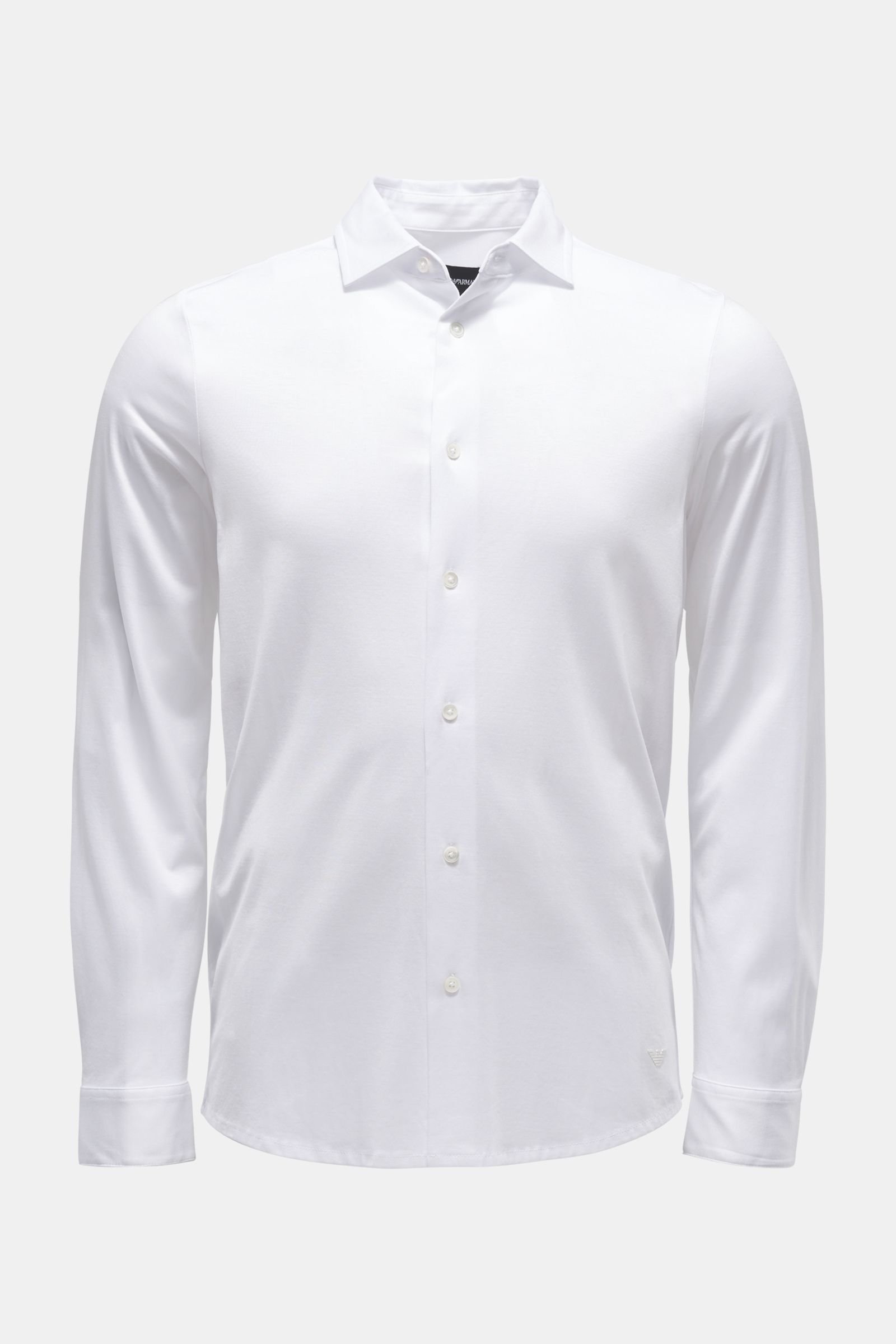 Jersey-Hemd schmaler Kragen weiß