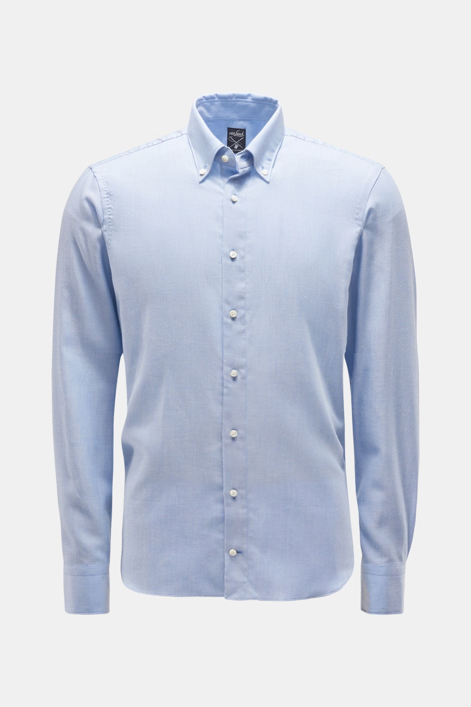 Flannel shirt 'Malon-LTFW' button-down collar light blue/white striped