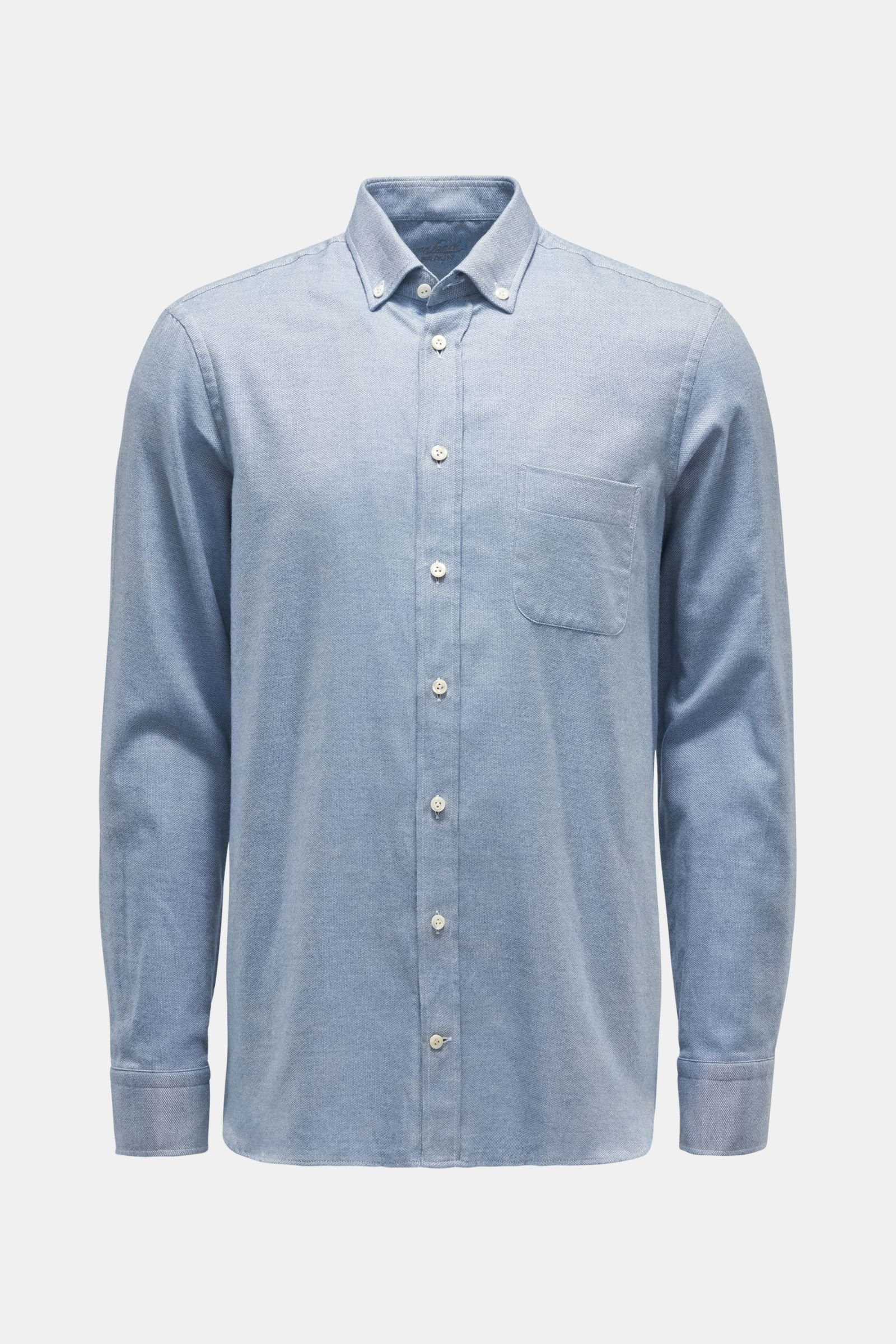 Flannel shirt 'Roy-LTF' button-down collar grey-blue