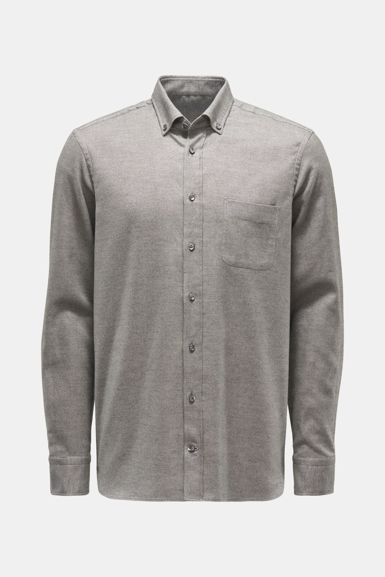 Flannel shirt 'Roy-LTF' button-down collar grey