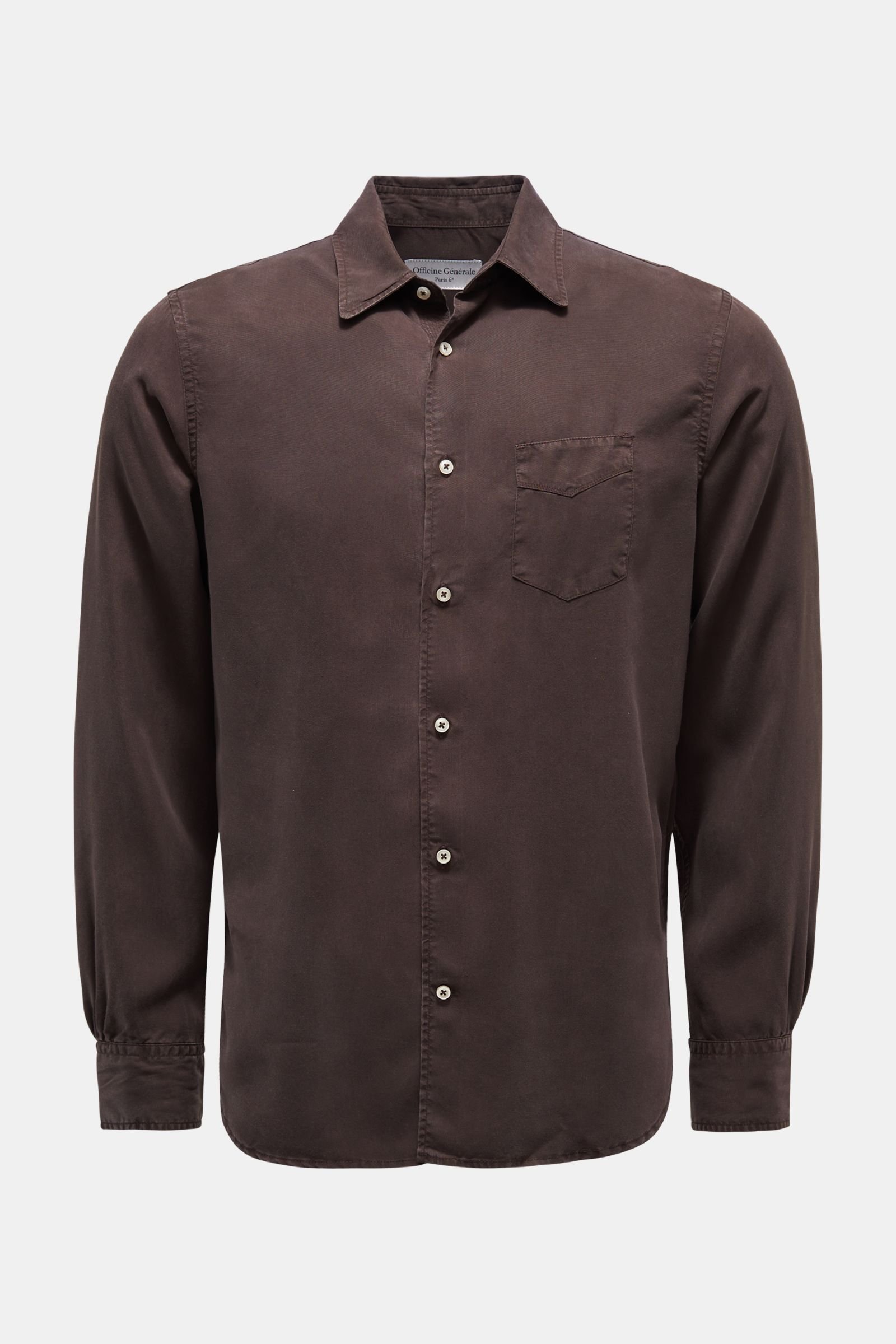 Casual shirt 'Benoit' slim collar dark brown