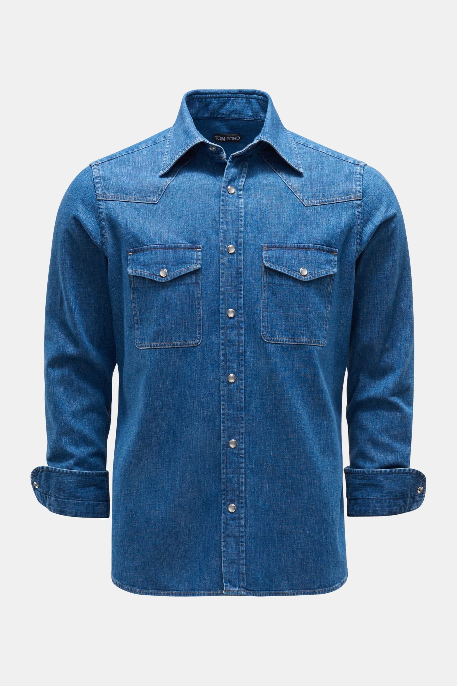 TOM FORD denim shirt Kent collar dark blue | BRAUN Hamburg