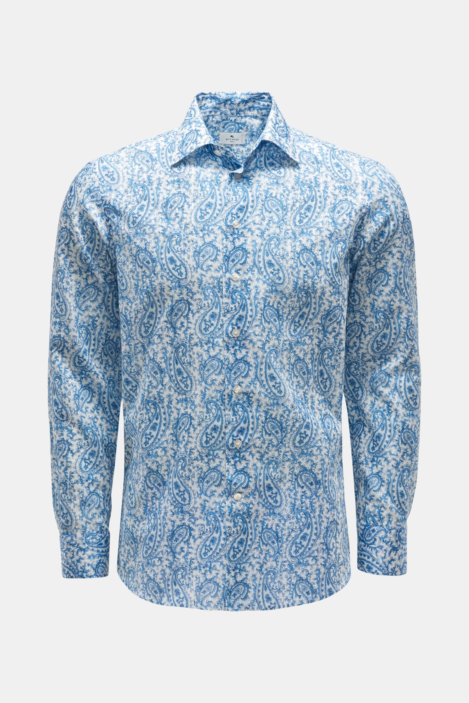Casual shirt Kent collar smoky blue/white patterned