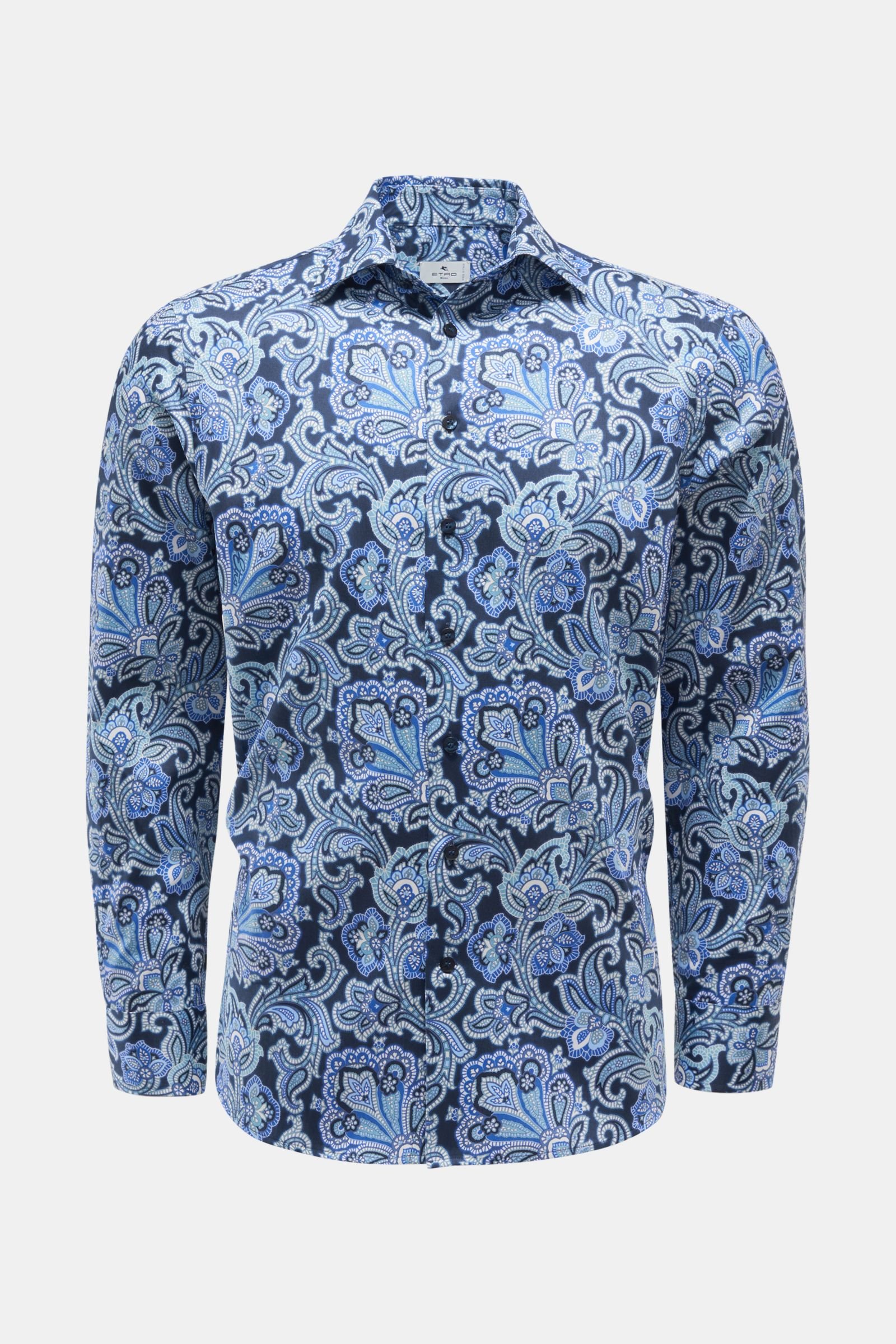 Casual shirt Kent collar navy/light blue patterned