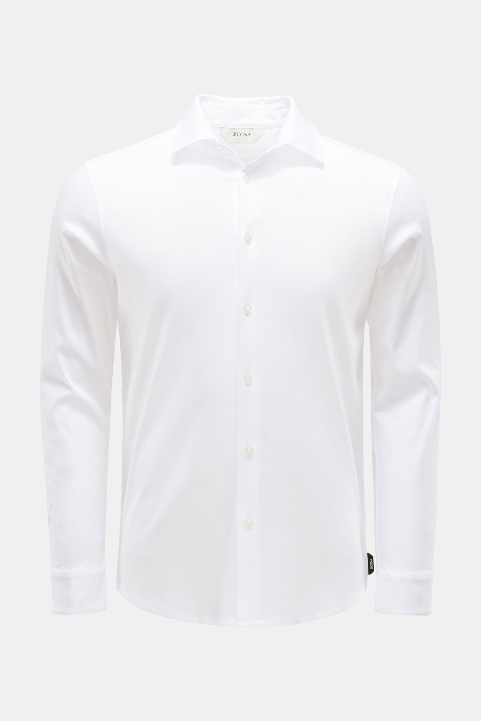 Jersey-Hemd schmaler Kragen weiß