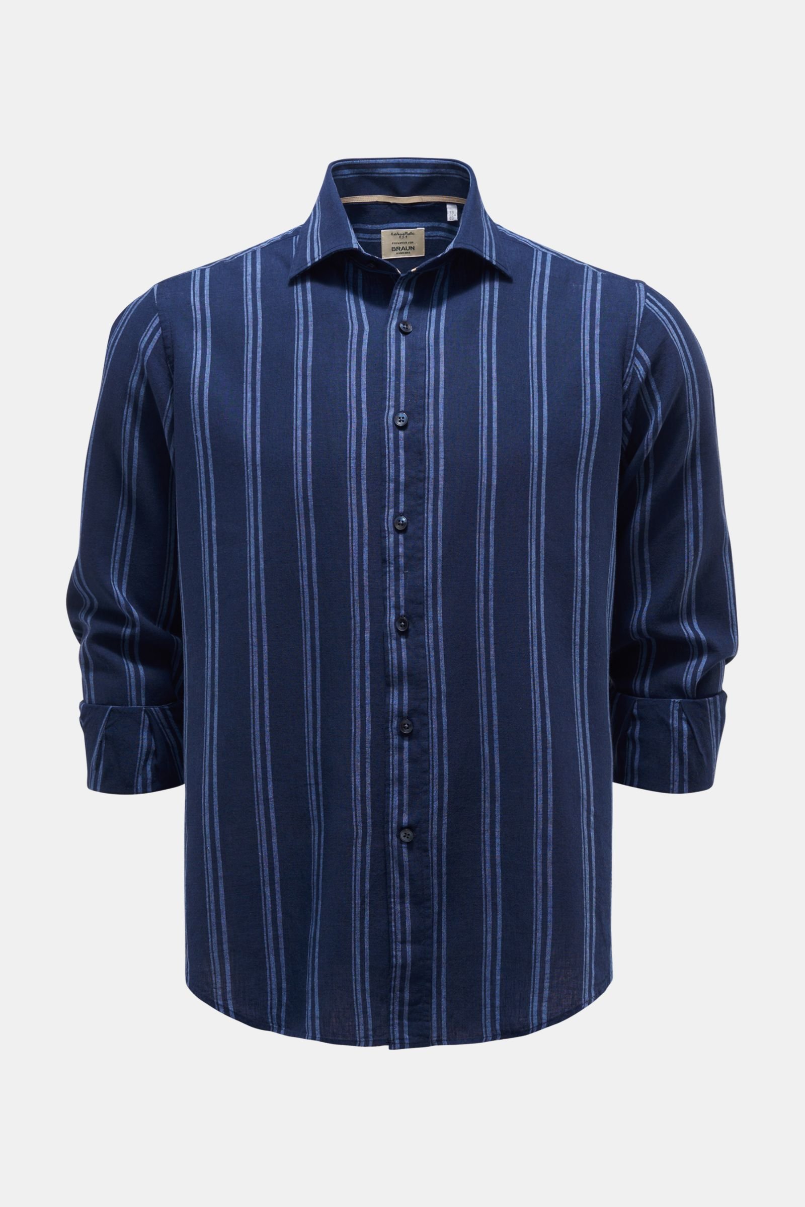 Casual shirt shark collar navy/smoky blue striped