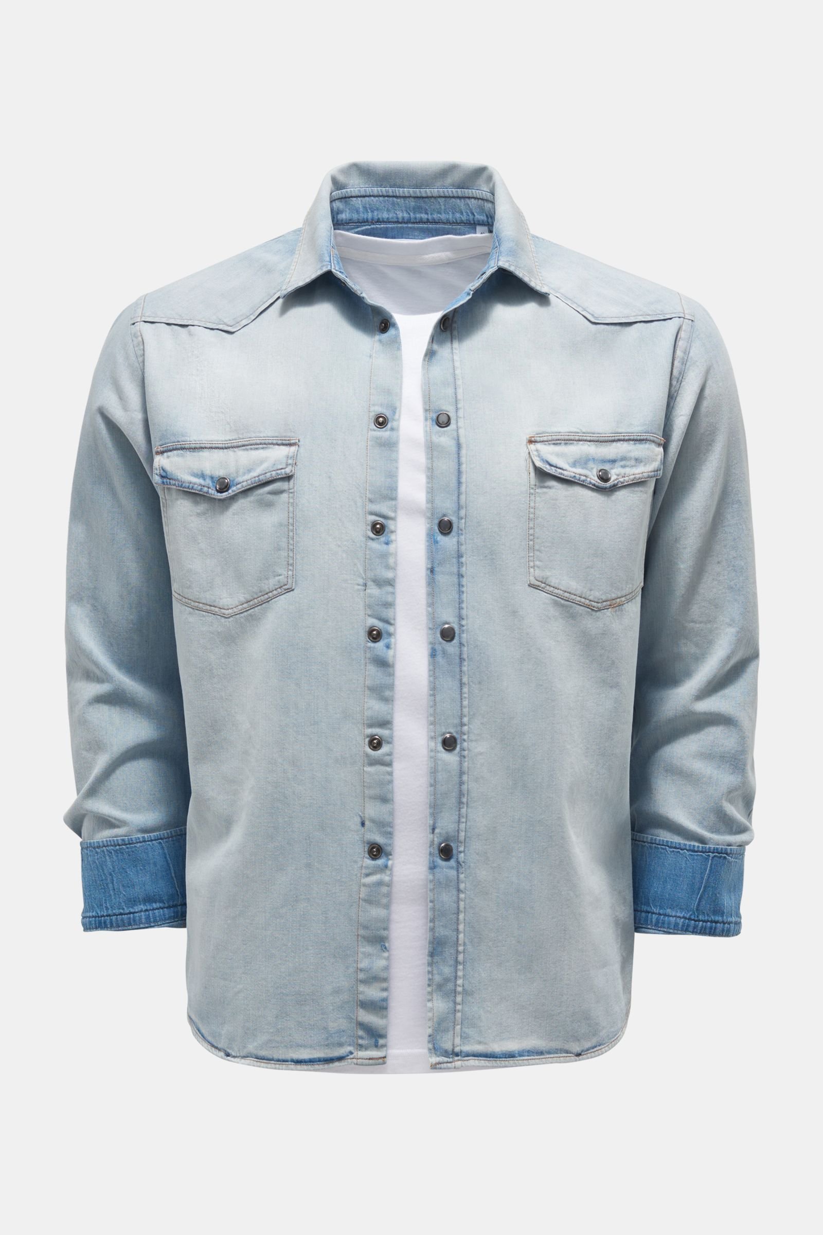 Denim shirt narrow collar light blue