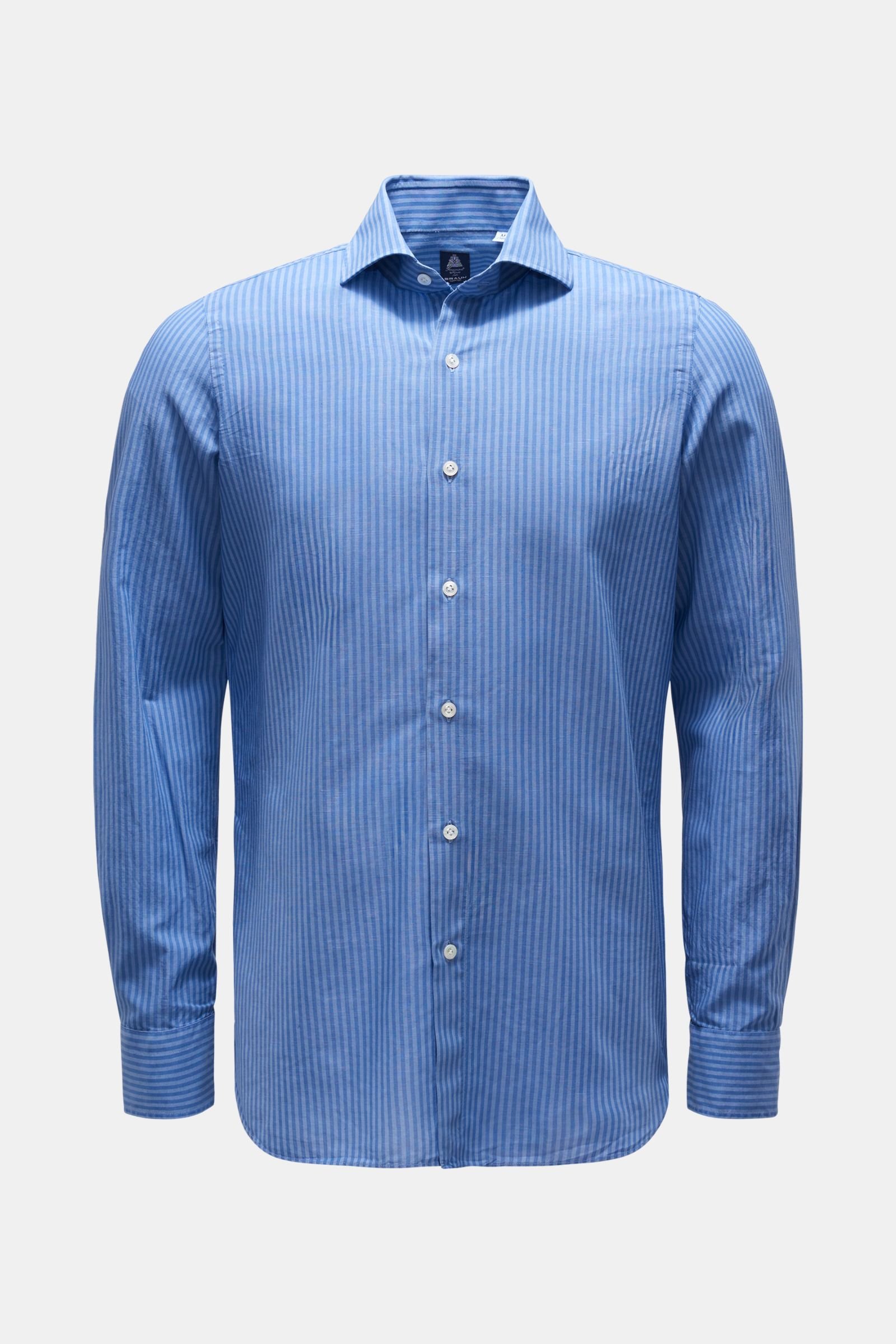 Casual shirt 'Eduardo Napoli' shark collar smoky blue/blue striped