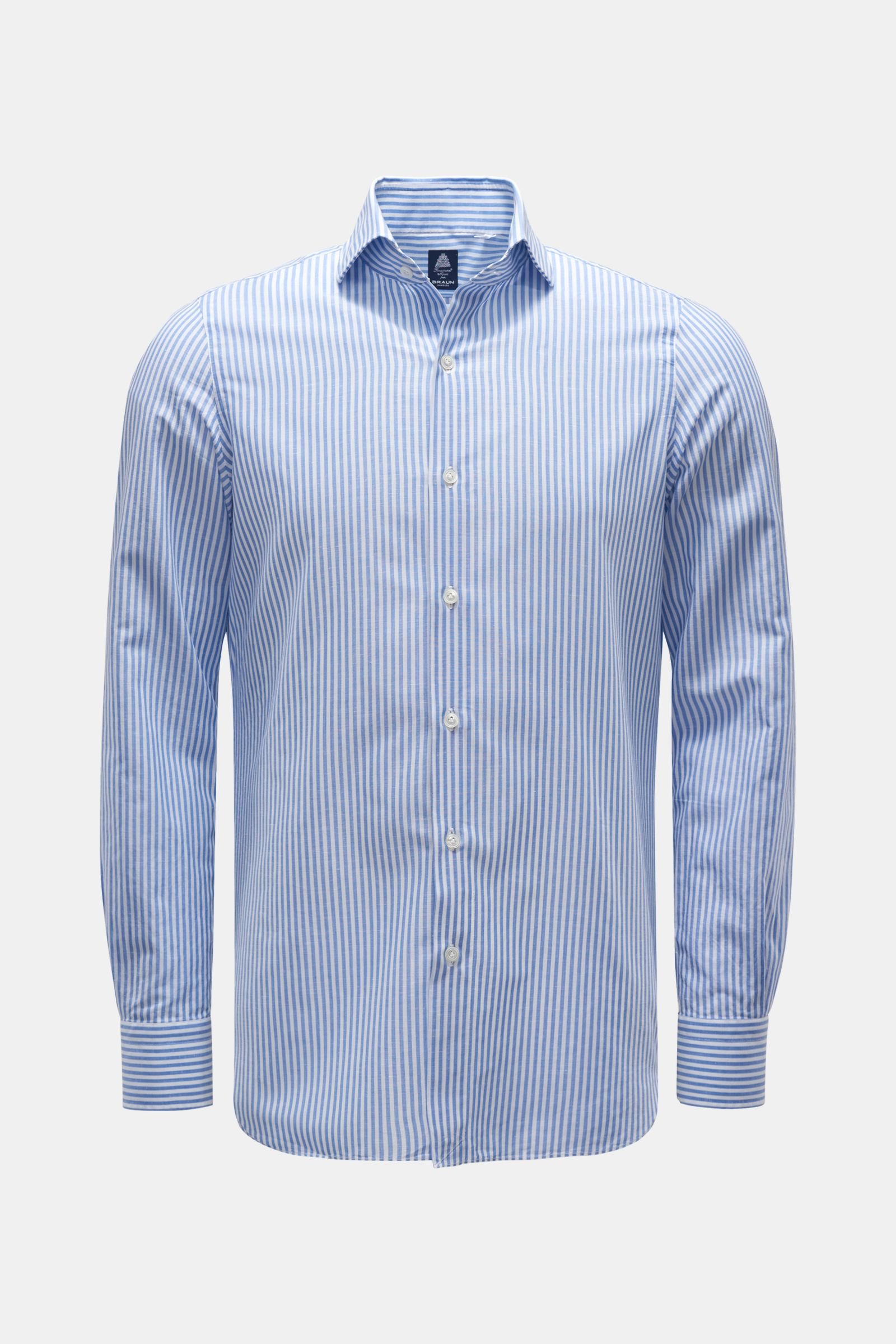 Casual shirt 'Eduardo Napoli' shark collar light blue/white striped
