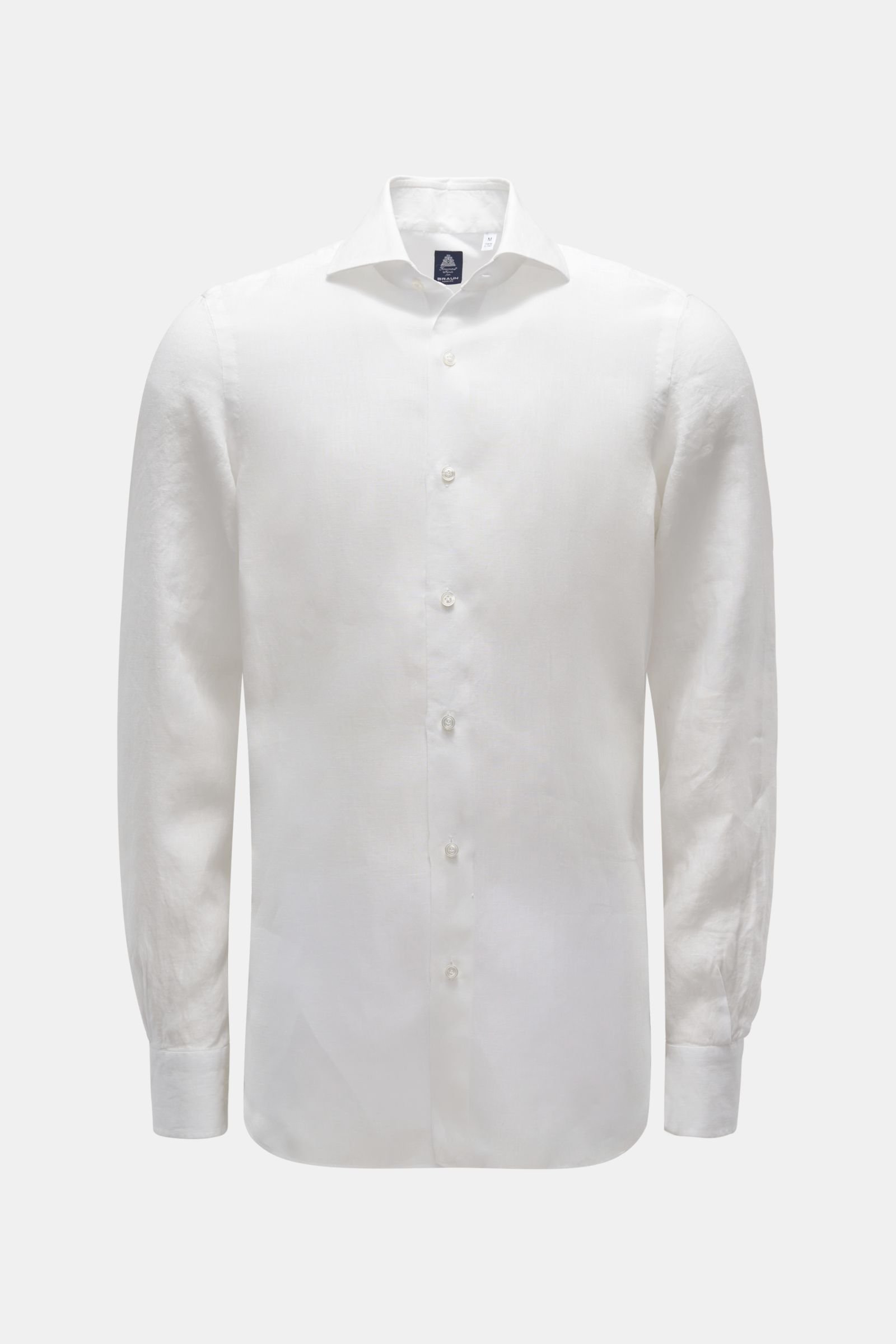 Linen shirt 'Eduardo Napoli' shark collar white 