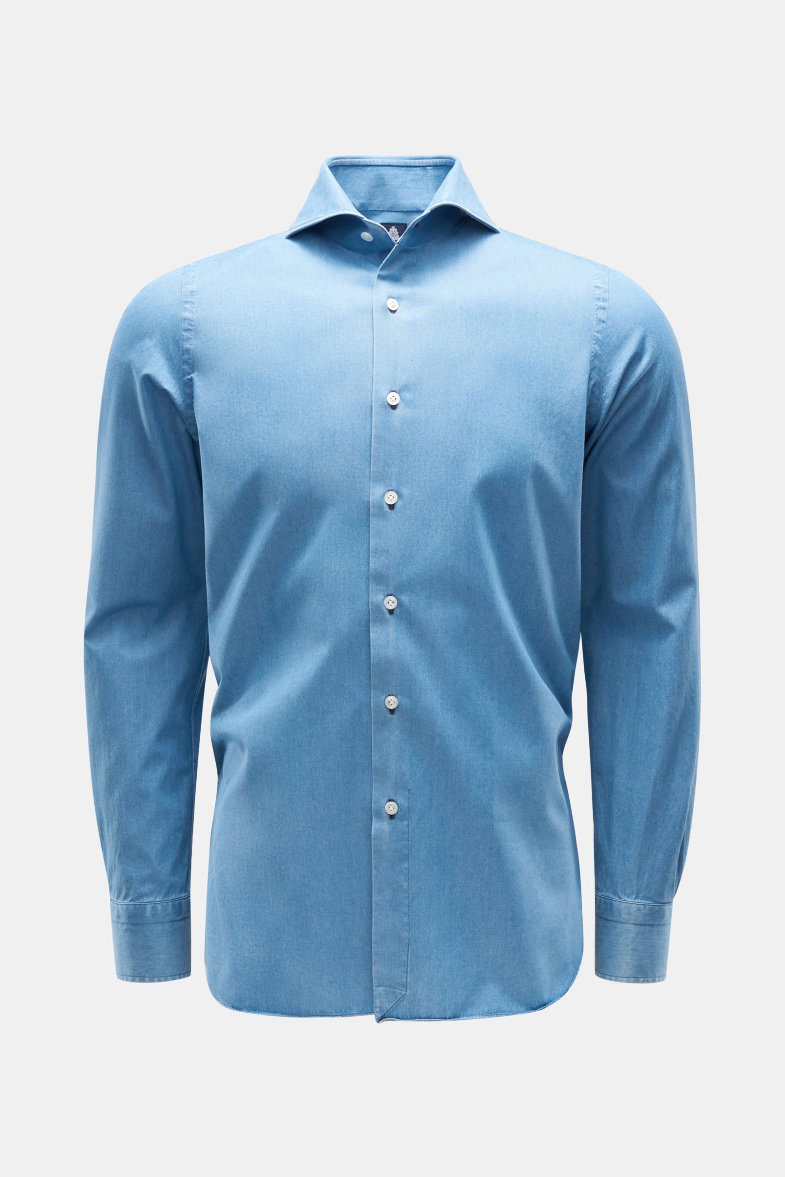 Denim shirt 'Sergio Napoli' shark collar smoky blue