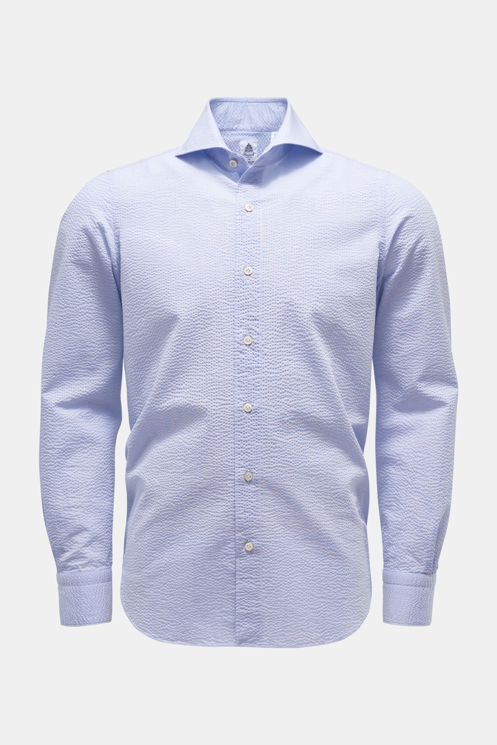 Seersucker shirt 'Sergio Tokyo' shark collar blue/white checked