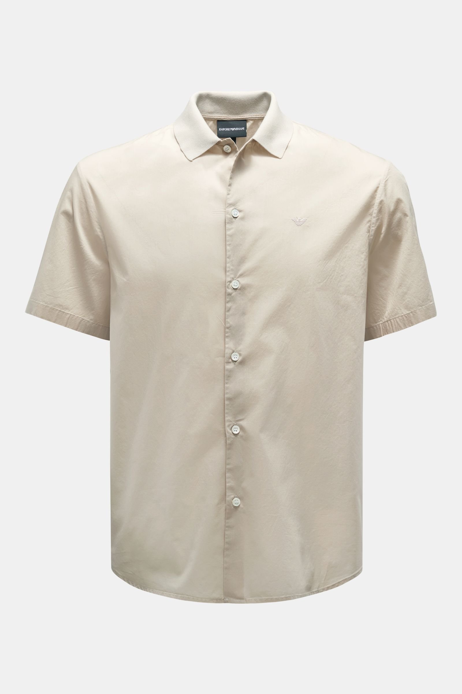 Short sleeve shirt narrow collar beige