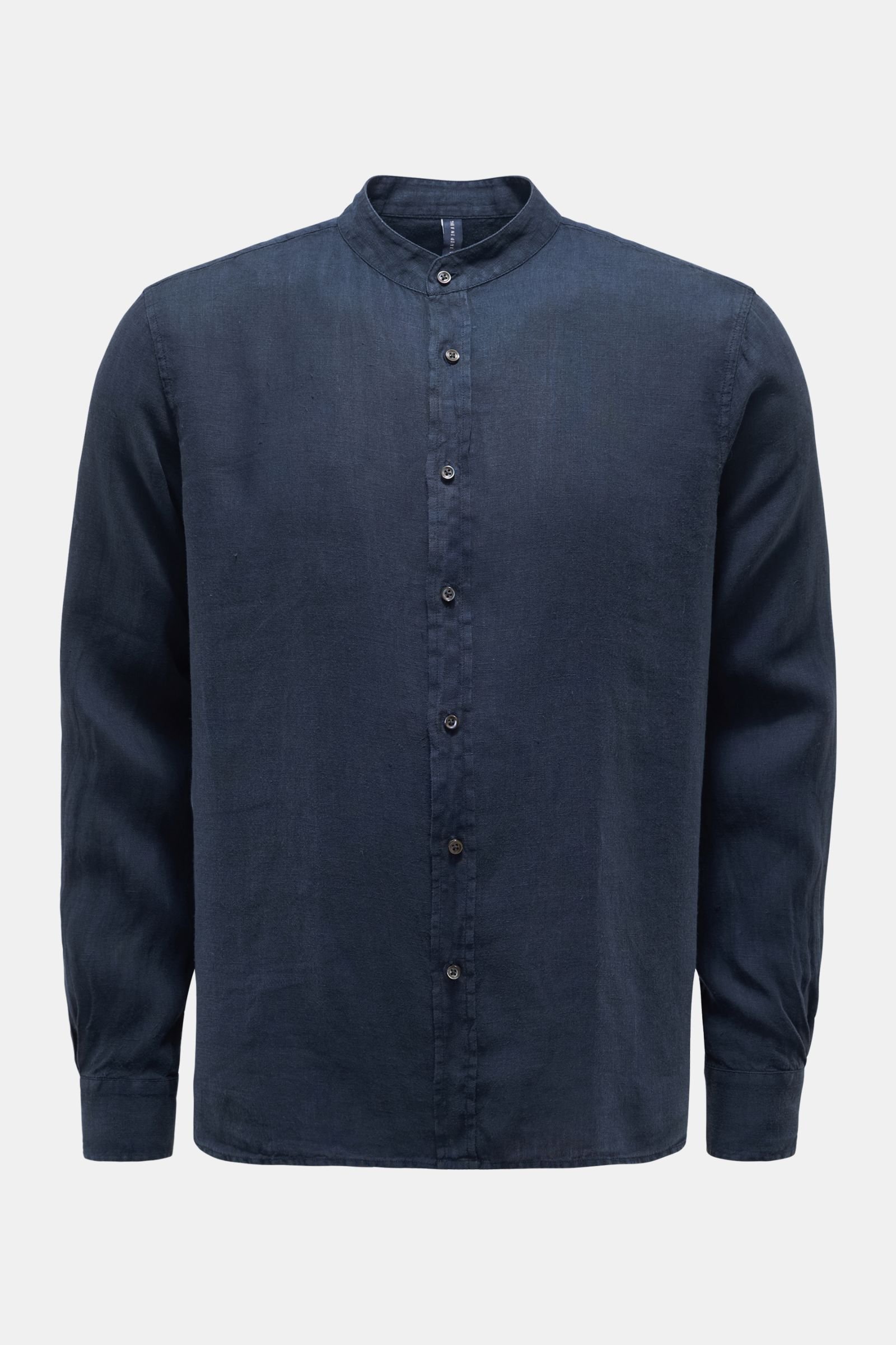 Leinenhemd 'Linen Guru Shirt' Grandad-Kragen navy