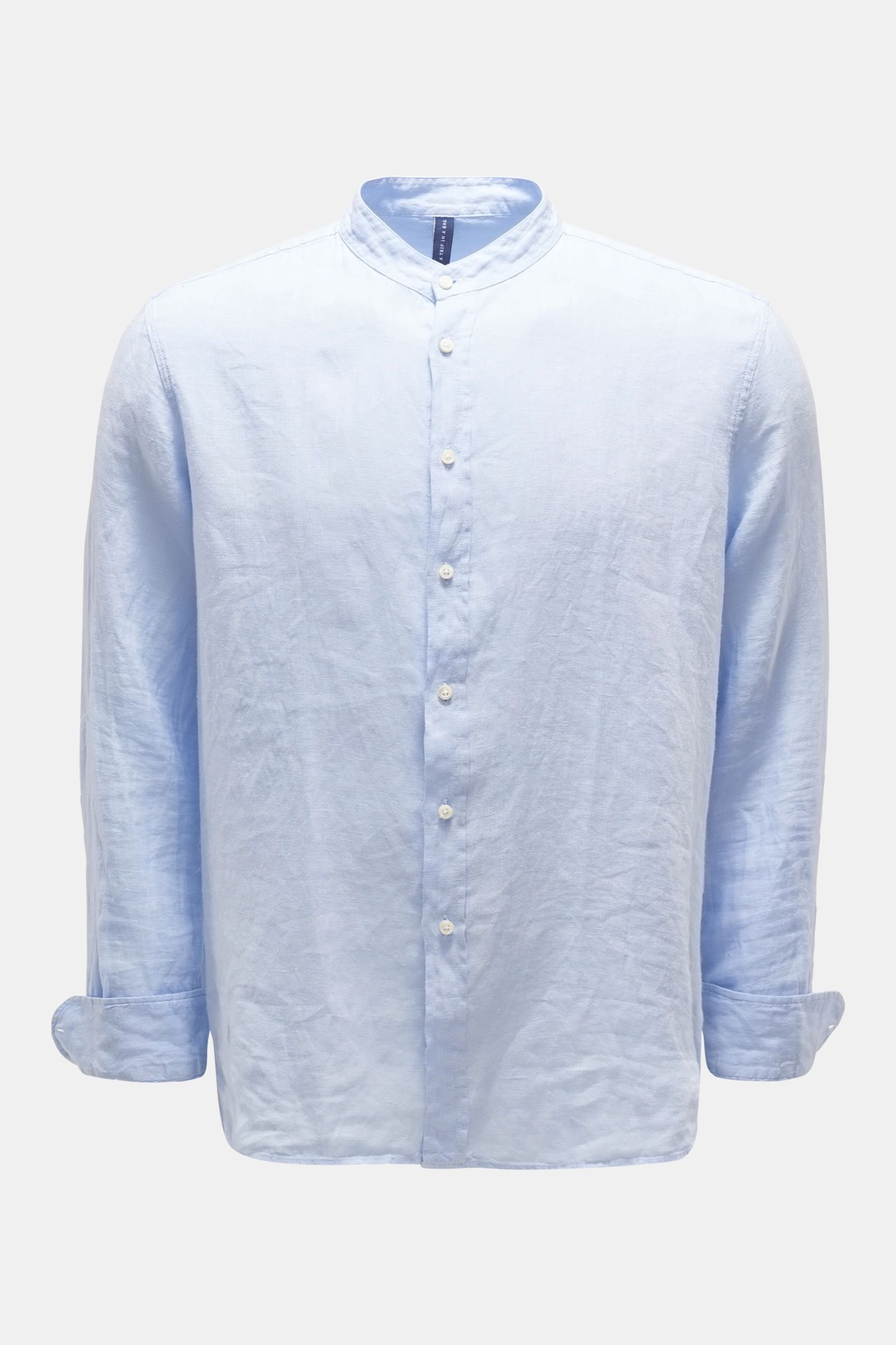 Linen shirt 'Linen Guru Shirt' grandad collar light blue