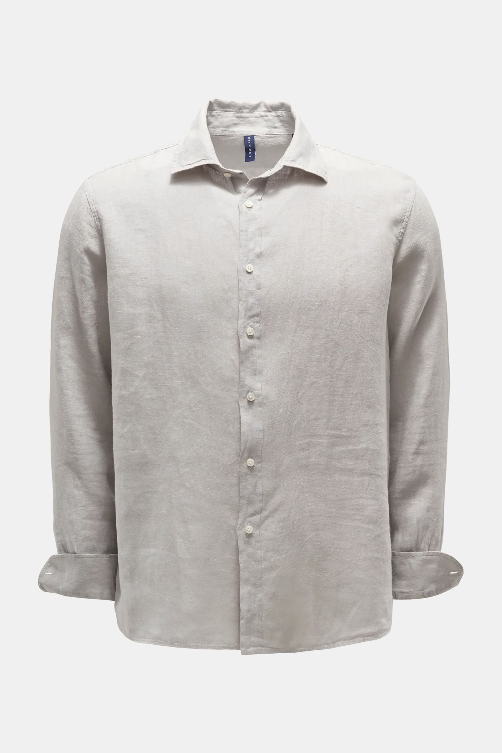 Linen shirt 'Linen Shirt' shark collar light grey